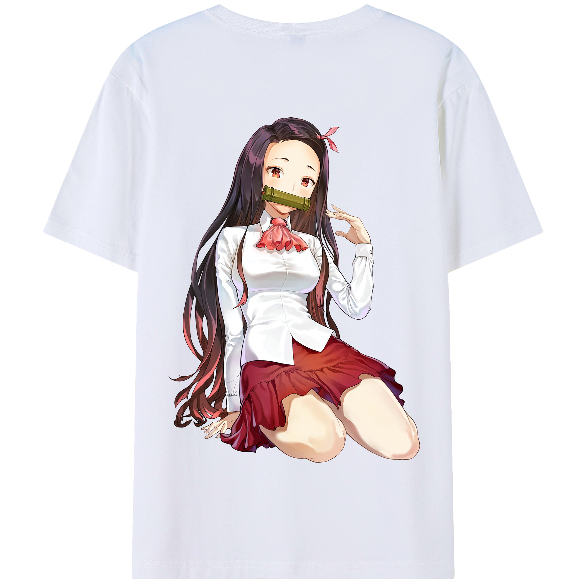 （画像用） 鬼滅の刃（きめつのやいば）竈門 禰󠄀豆子／かまど ねずこ Kamado Nezuko 綿100％半袖Tシャツ（背面プリント）