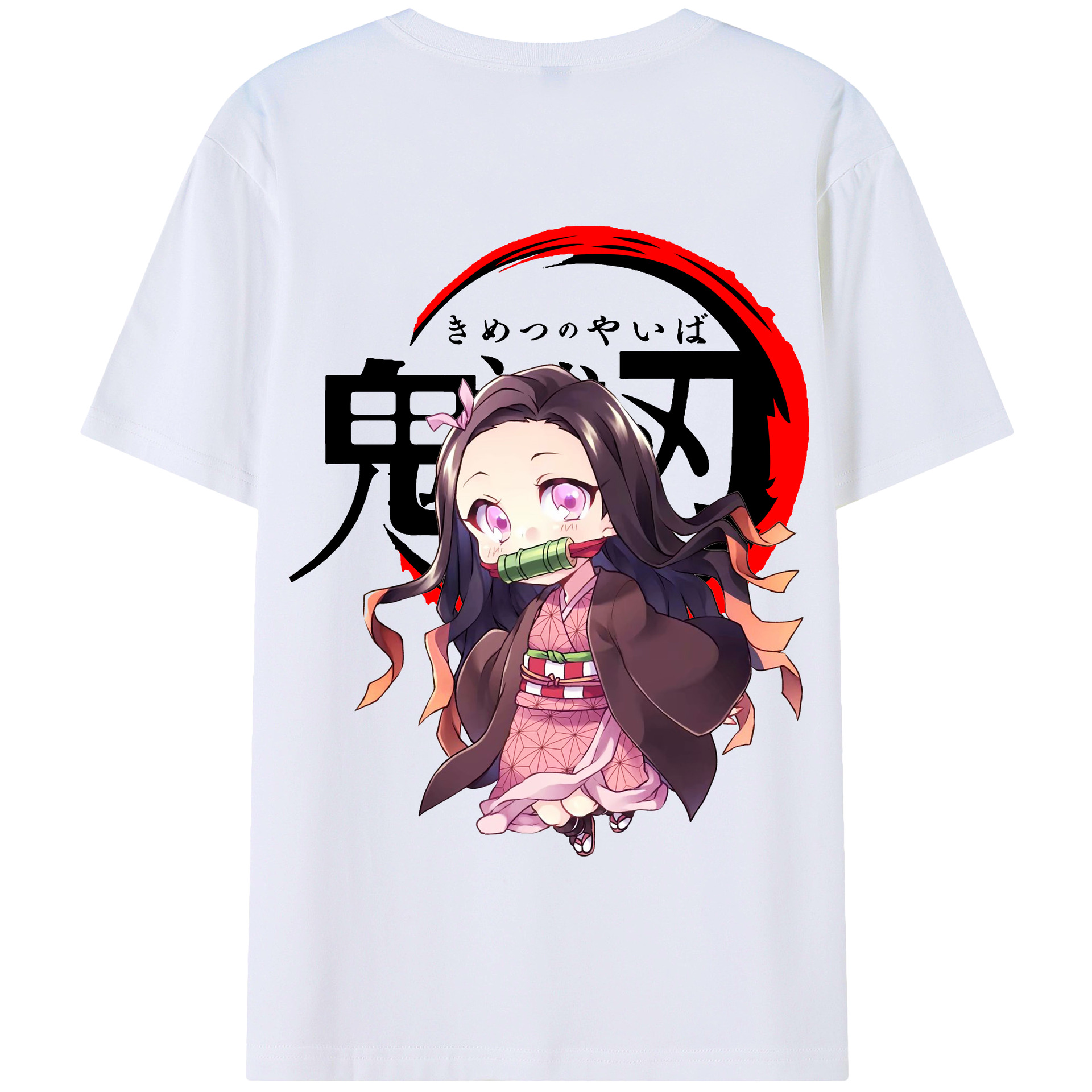 （画像用） 鬼滅の刃（きめつのやいば）竈門 禰󠄀豆子／かまど ねずこ Kamado Nezuko 綿100％半袖Tシャツ（背面プリント）