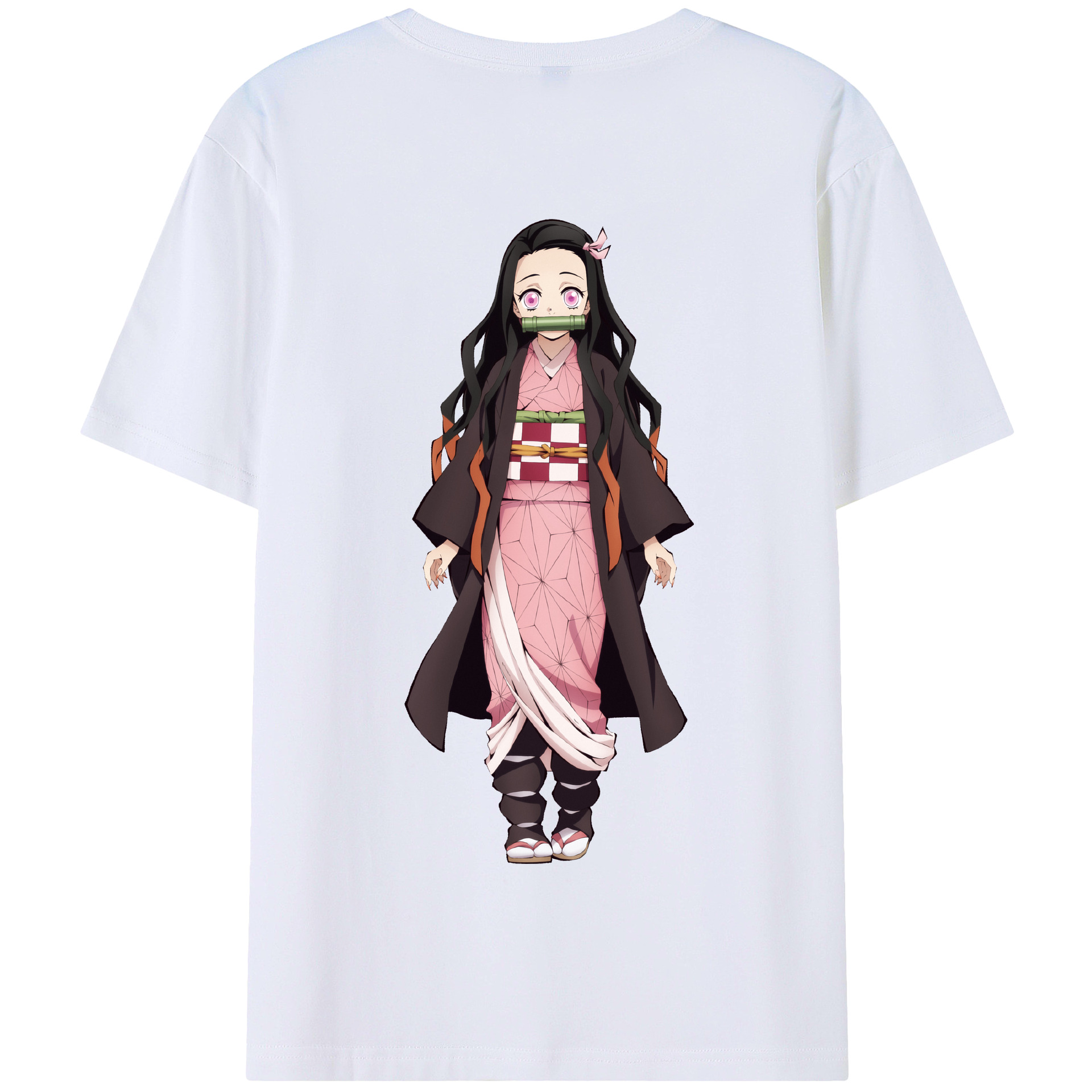 （画像用） 鬼滅の刃（きめつのやいば）竈門 禰󠄀豆子／かまど ねずこ Kamado Nezuko 綿100％半袖Tシャツ（背面プリント）
