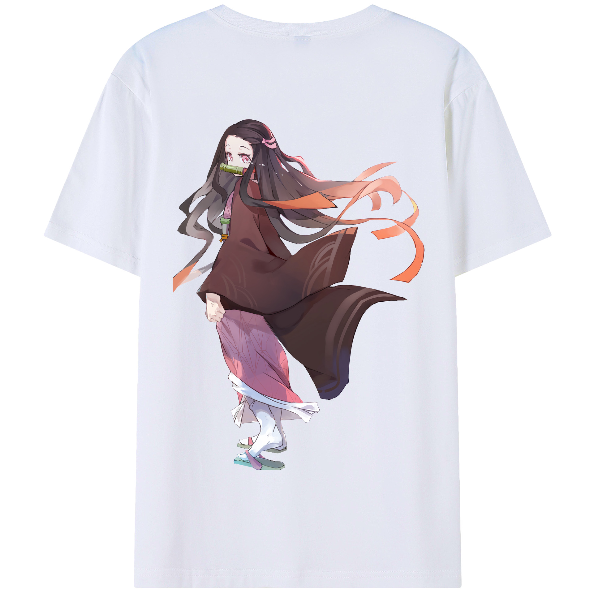 （画像用） 鬼滅の刃（きめつのやいば）竈門 禰󠄀豆子／かまど ねずこ Kamado Nezuko 綿100％半袖Tシャツ（背面プリント）