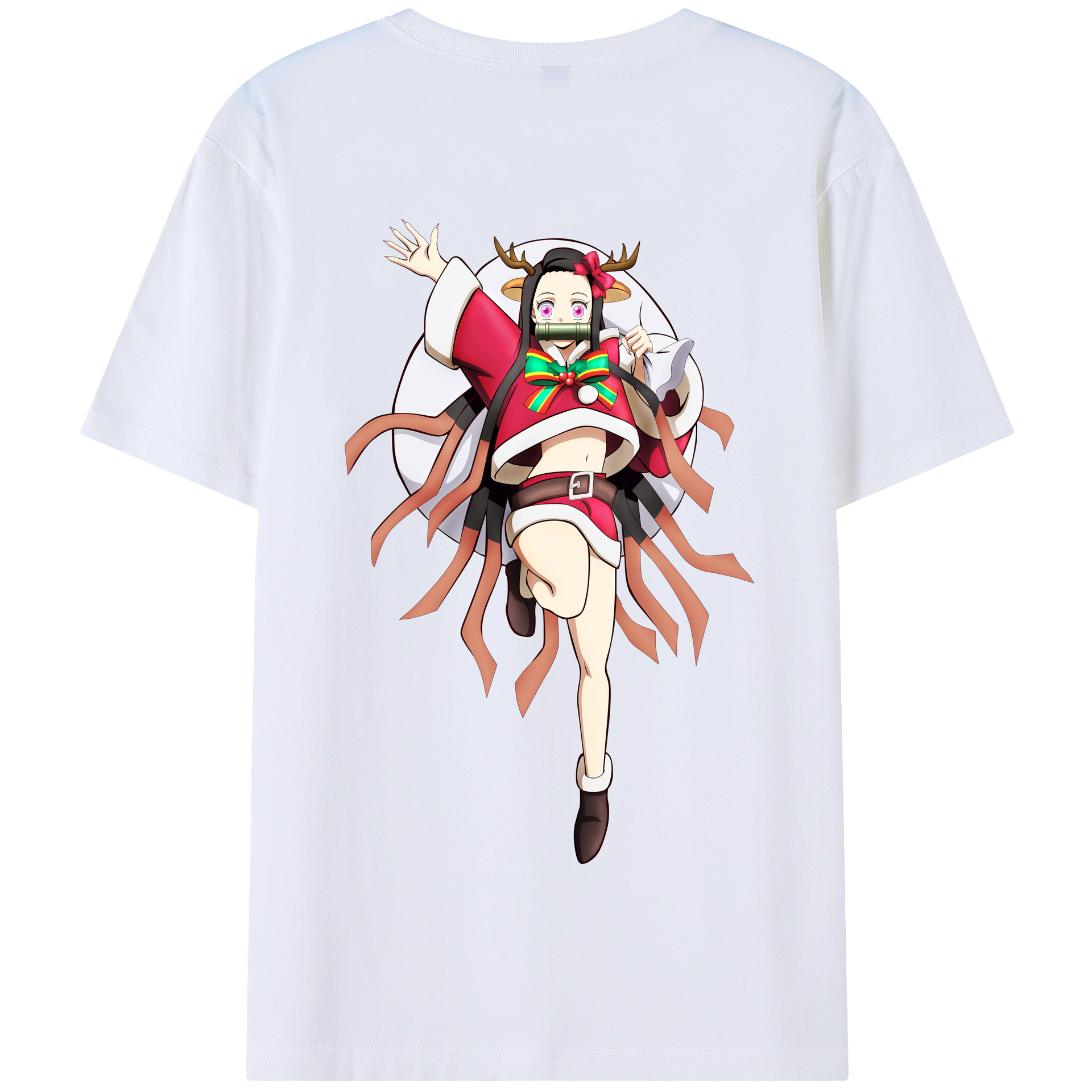 （画像用） 鬼滅の刃（きめつのやいば）竈門 禰󠄀豆子／かまど ねずこ Kamado Nezuko 綿100％半袖Tシャツ（背面プリント）
