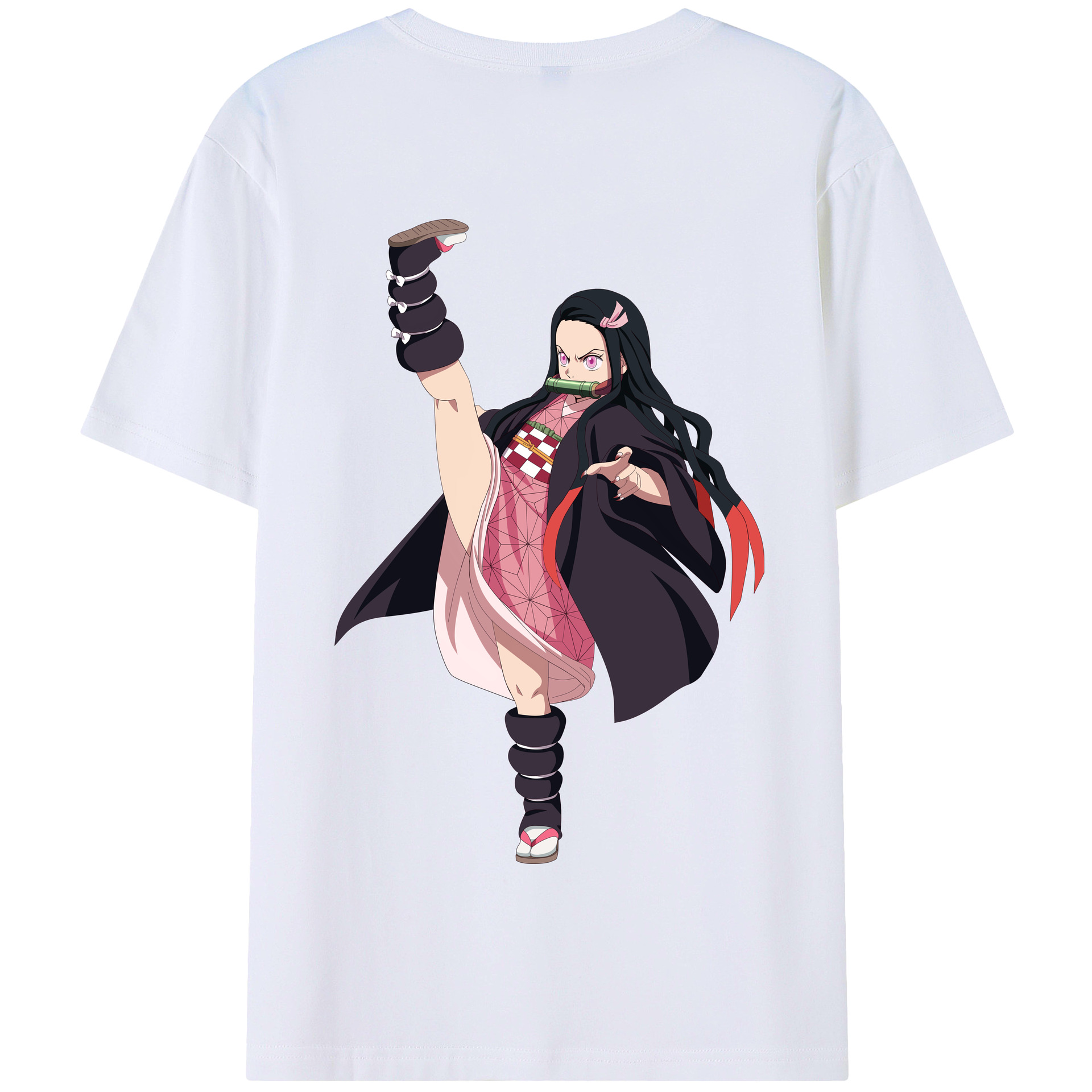 （画像用） 鬼滅の刃（きめつのやいば）竈門 禰󠄀豆子／かまど ねずこ Kamado Nezuko 綿100％半袖Tシャツ（背面プリント）