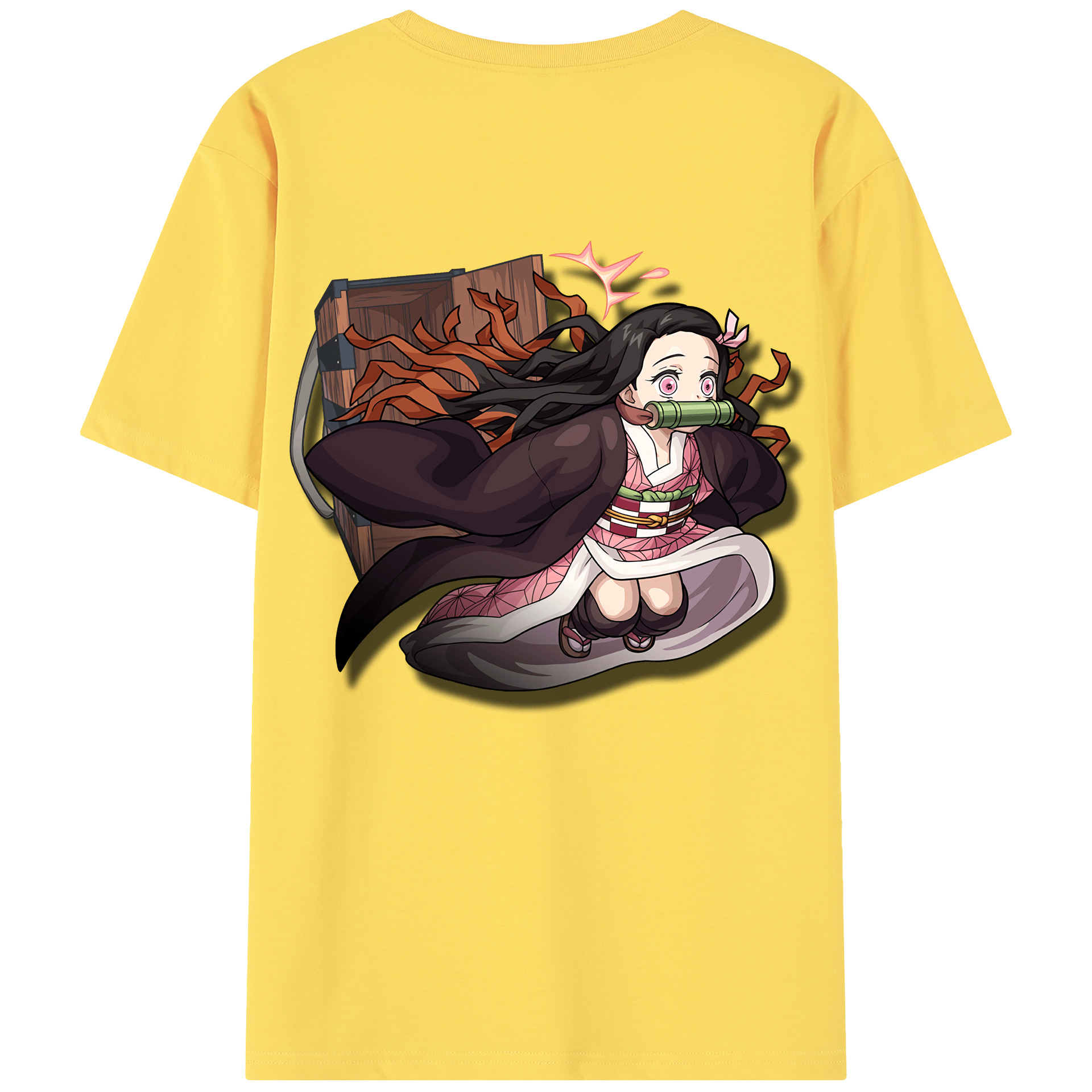 （画像用） 鬼滅の刃（きめつのやいば）竈門 禰󠄀豆子／かまど ねずこ Kamado Nezuko 綿100％半袖Tシャツ（背面プリント）