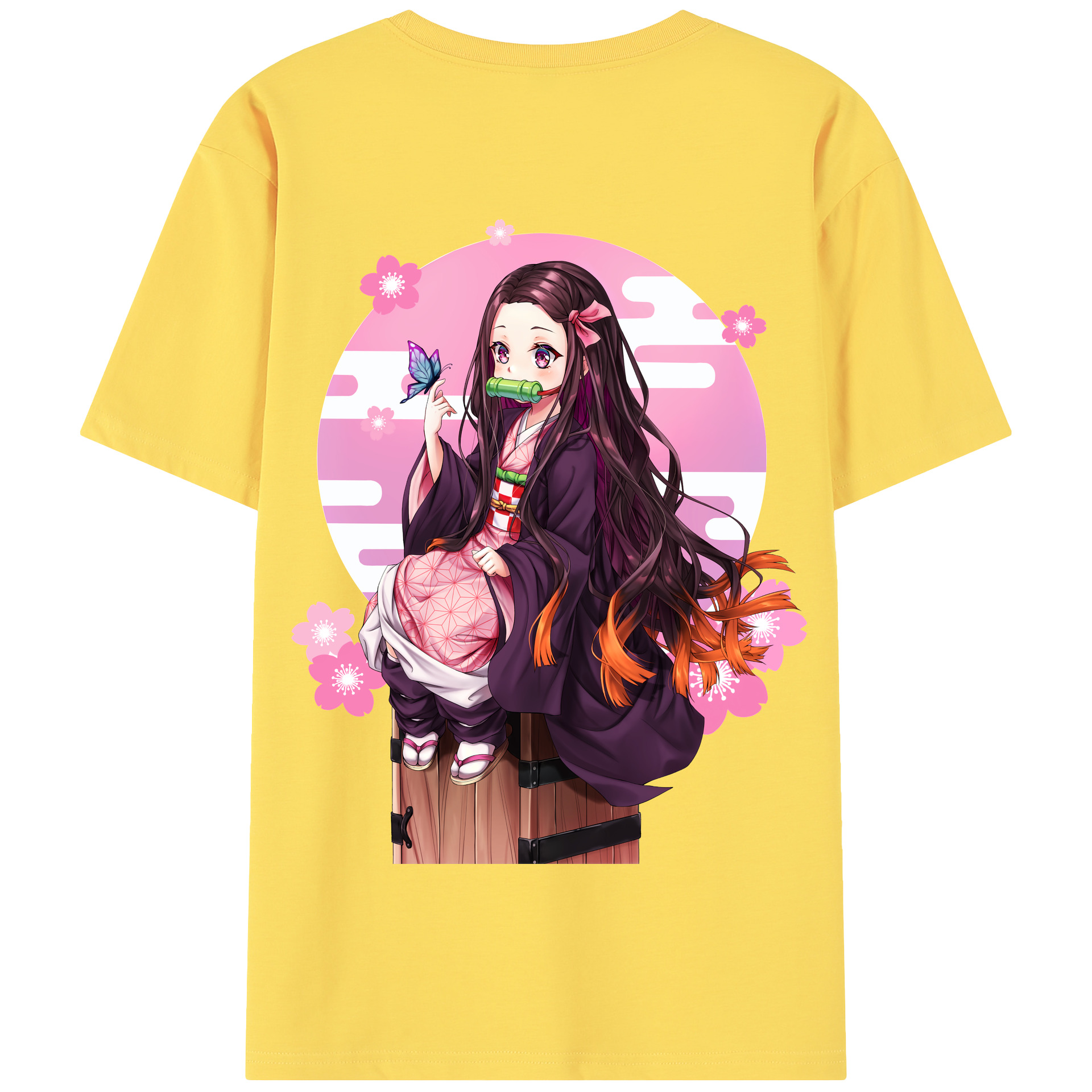 （画像用） 鬼滅の刃（きめつのやいば）竈門 禰󠄀豆子／かまど ねずこ Kamado Nezuko 綿100％半袖Tシャツ（背面プリント）