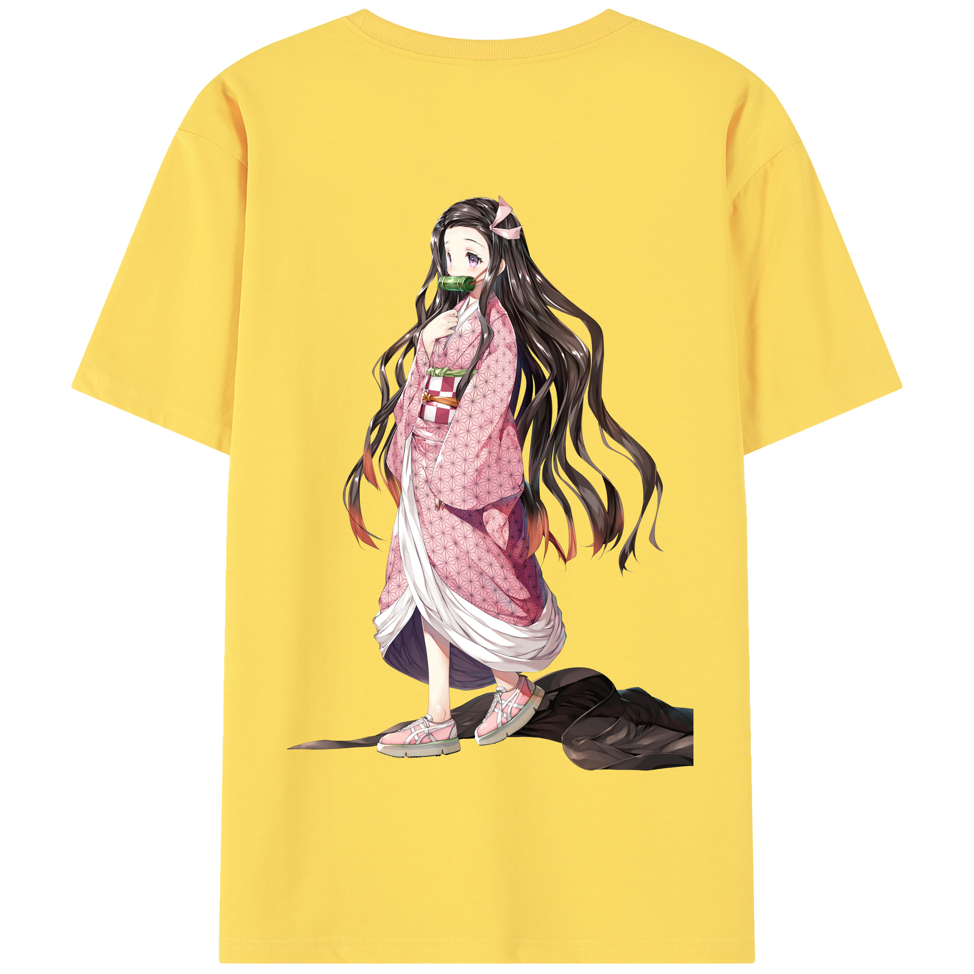（画像用） 鬼滅の刃（きめつのやいば）竈門 禰󠄀豆子／かまど ねずこ Kamado Nezuko 綿100％半袖Tシャツ（背面プリント）