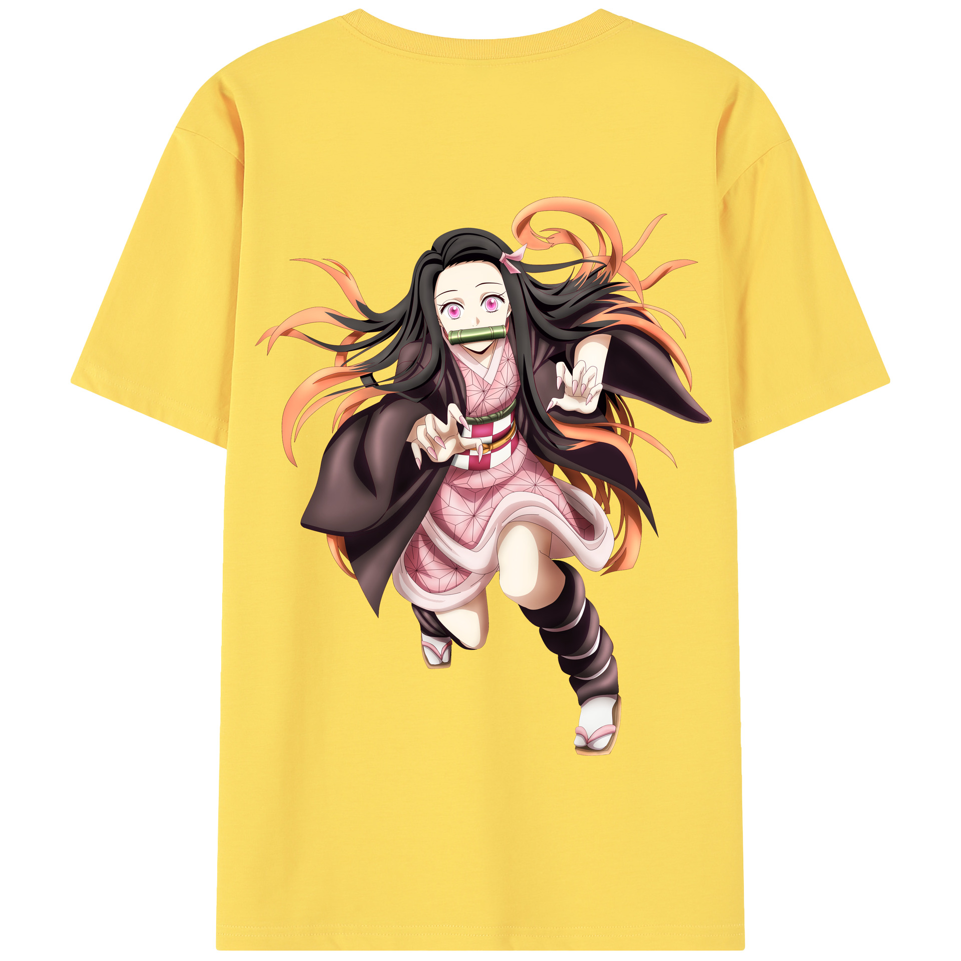 （画像用） 鬼滅の刃（きめつのやいば）竈門 禰󠄀豆子／かまど ねずこ Kamado Nezuko 綿100％半袖Tシャツ（背面プリント）