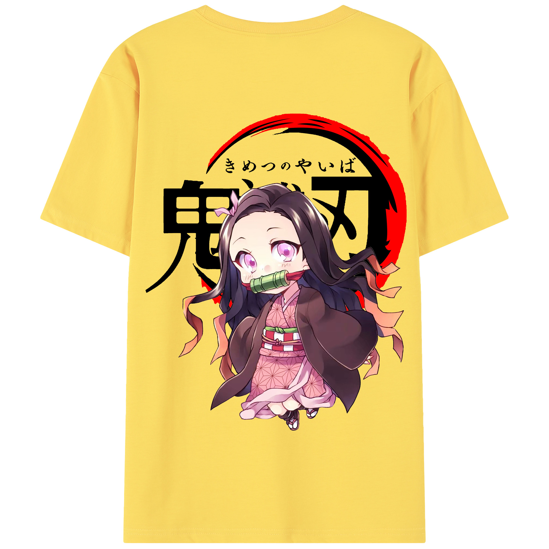 （画像用） 鬼滅の刃（きめつのやいば）竈門 禰󠄀豆子／かまど ねずこ Kamado Nezuko 綿100％半袖Tシャツ（背面プリント）