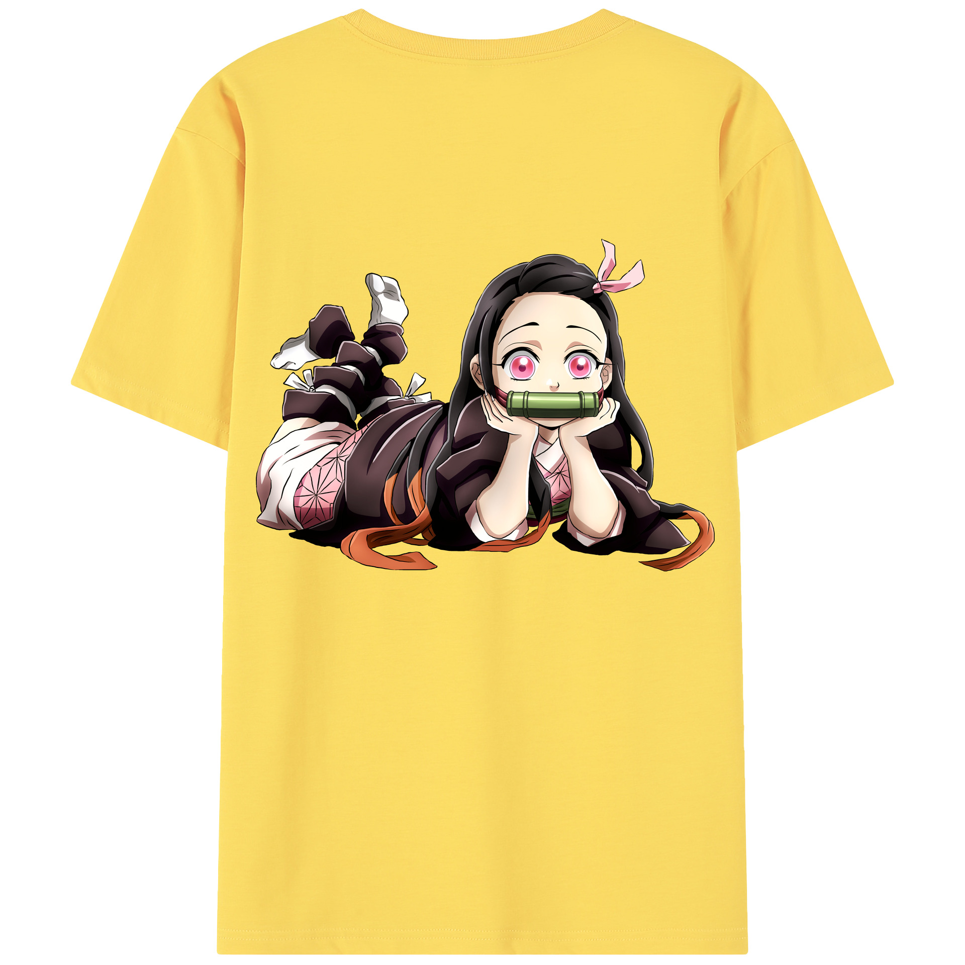 （画像用） 鬼滅の刃（きめつのやいば）竈門 禰󠄀豆子／かまど ねずこ Kamado Nezuko 綿100％半袖Tシャツ（背面プリント）