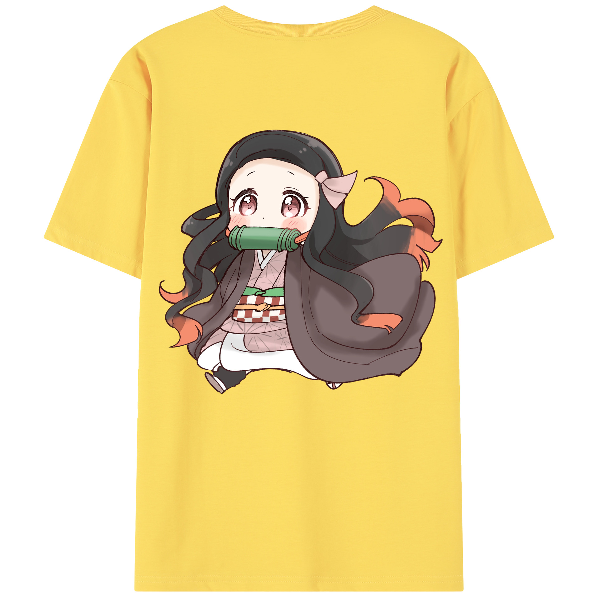 （画像用） 鬼滅の刃（きめつのやいば）竈門 禰󠄀豆子／かまど ねずこ Kamado Nezuko 綿100％半袖Tシャツ（背面プリント）