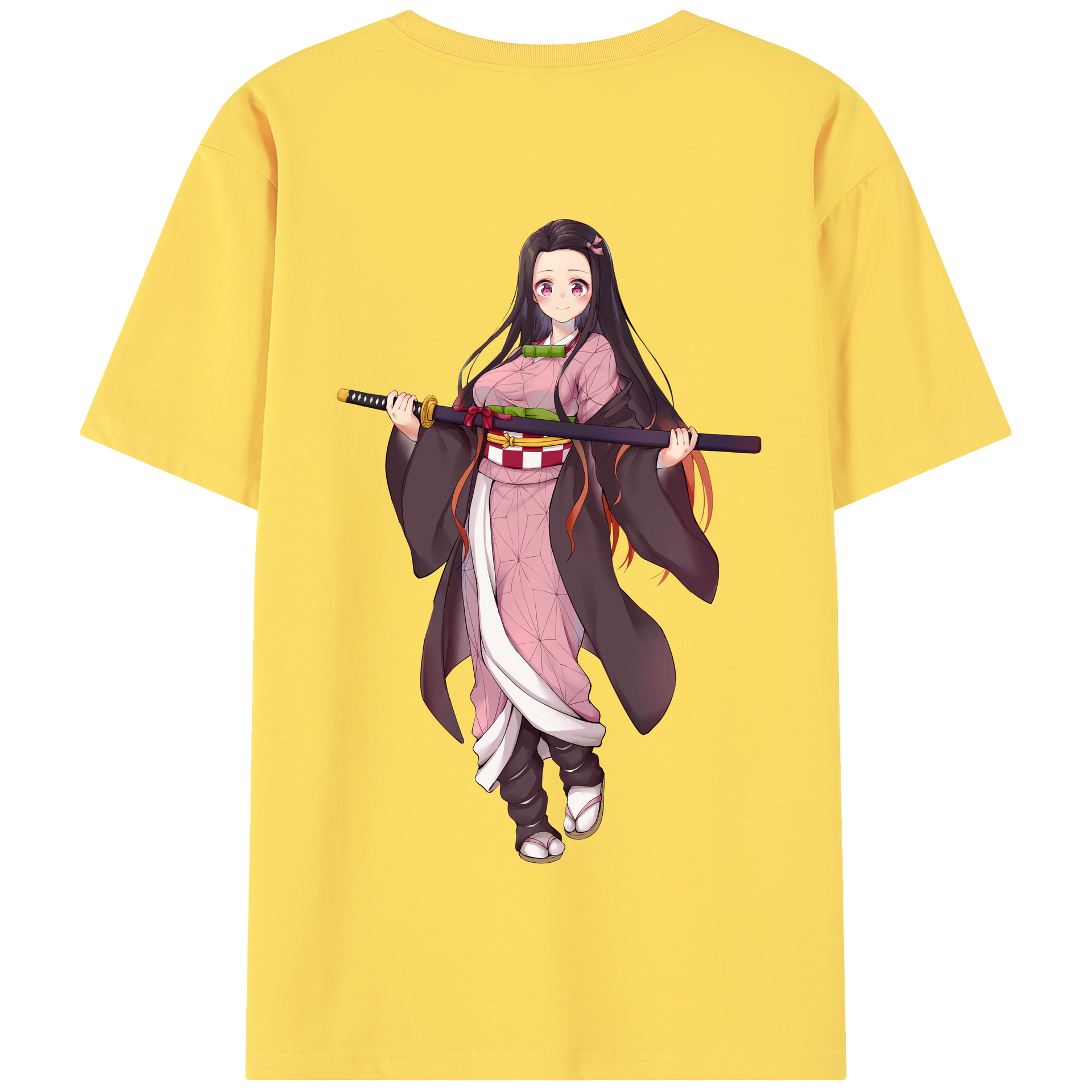 （画像用） 鬼滅の刃（きめつのやいば）竈門 禰󠄀豆子／かまど ねずこ Kamado Nezuko 綿100％半袖Tシャツ（背面プリント）