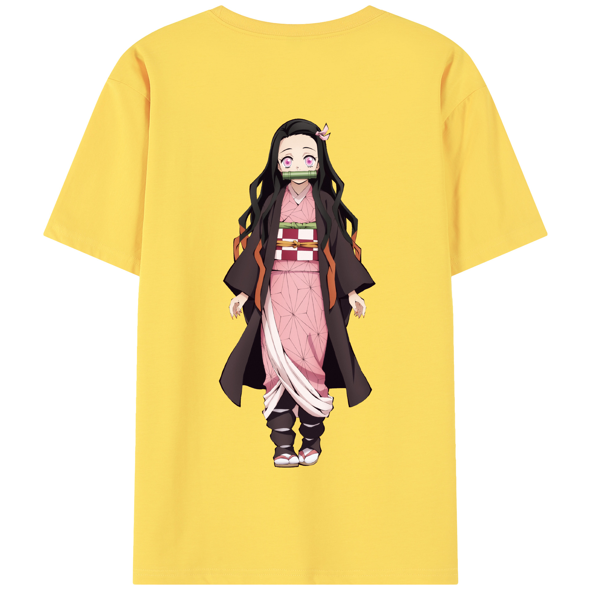 （画像用） 鬼滅の刃（きめつのやいば）竈門 禰󠄀豆子／かまど ねずこ Kamado Nezuko 綿100％半袖Tシャツ（背面プリント）