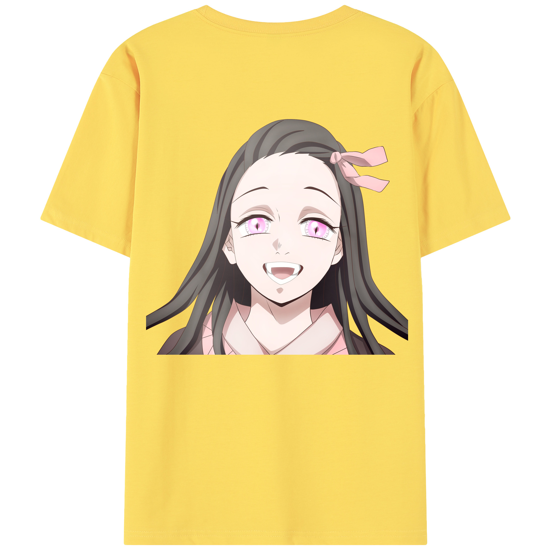 （画像用） 鬼滅の刃（きめつのやいば）竈門 禰󠄀豆子／かまど ねずこ Kamado Nezuko 綿100％半袖Tシャツ（背面プリント）