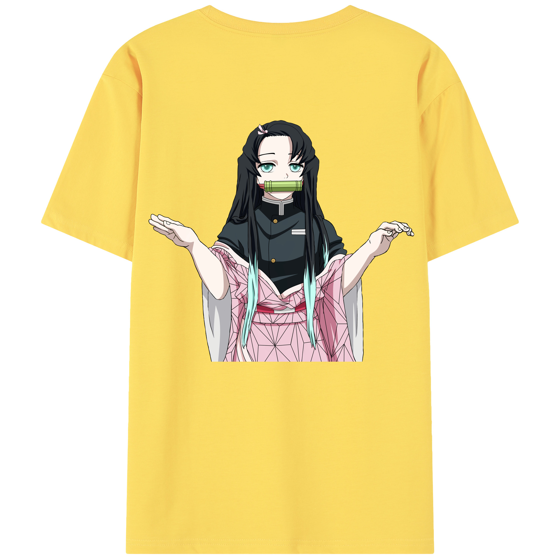 （画像用） 鬼滅の刃（きめつのやいば）竈門 禰󠄀豆子／かまど ねずこ Kamado Nezuko 綿100％半袖Tシャツ（背面プリント）