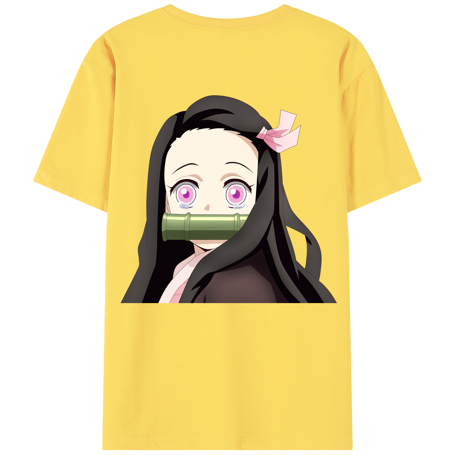 （画像用） 鬼滅の刃（きめつのやいば）竈門 禰󠄀豆子／かまど ねずこ Kamado Nezuko 綿100％半袖Tシャツ（背面プリント）