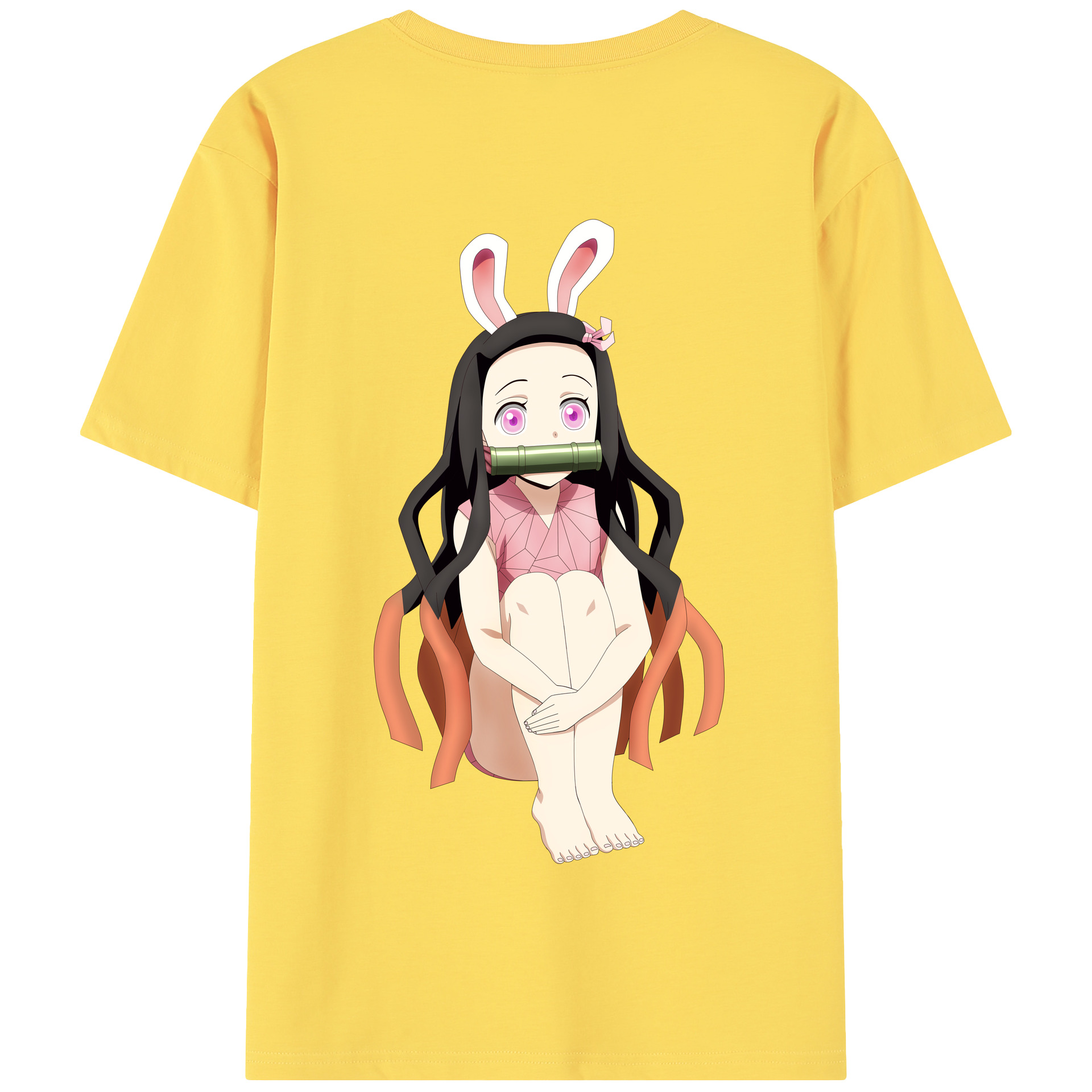 （画像用） 鬼滅の刃（きめつのやいば）竈門 禰󠄀豆子／かまど ねずこ Kamado Nezuko 綿100％半袖Tシャツ（背面プリント）