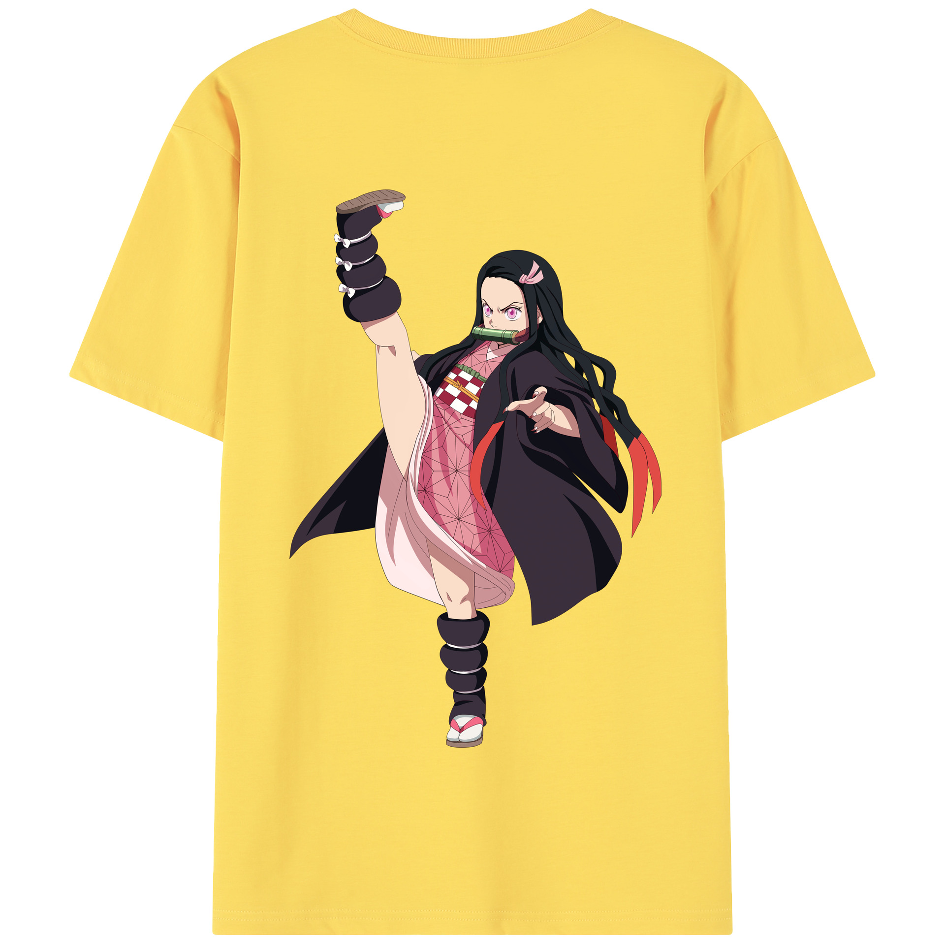 （画像用） 鬼滅の刃（きめつのやいば）竈門 禰󠄀豆子／かまど ねずこ Kamado Nezuko 綿100％半袖Tシャツ（背面プリント）