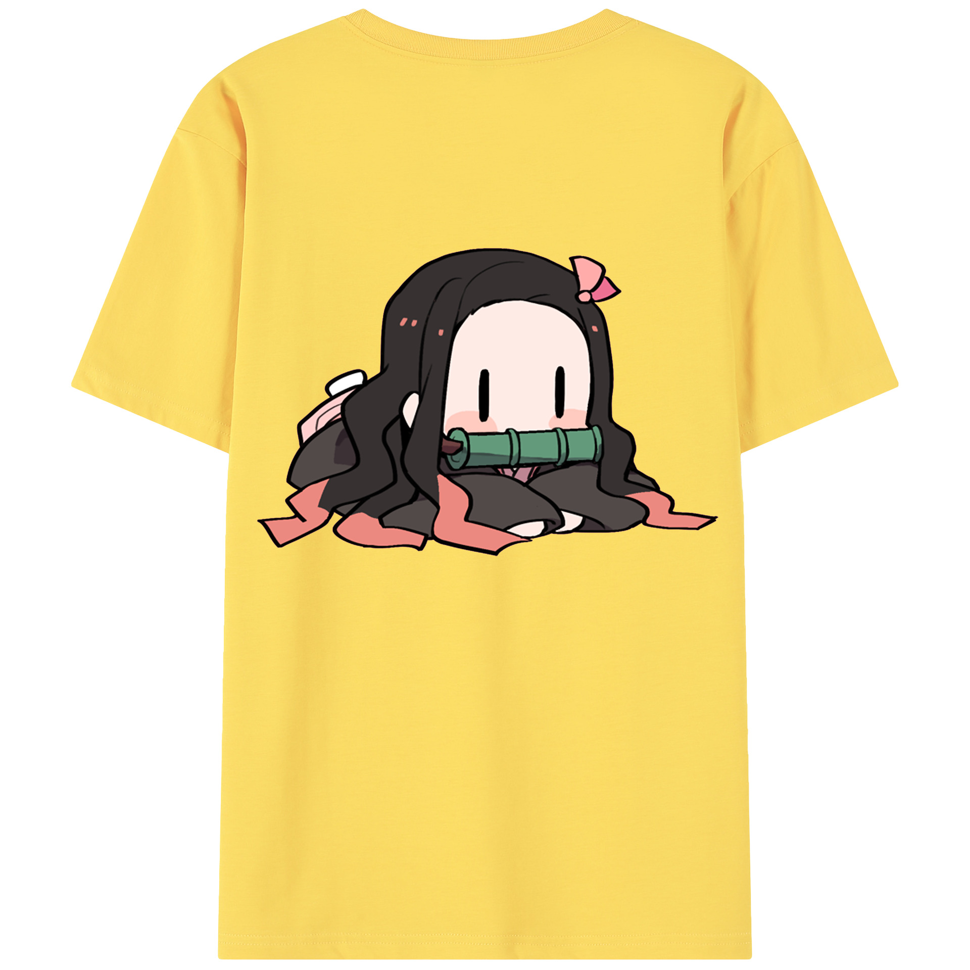 （画像用） 鬼滅の刃（きめつのやいば）竈門 禰󠄀豆子／かまど ねずこ Kamado Nezuko 綿100％半袖Tシャツ（背面プリント）
