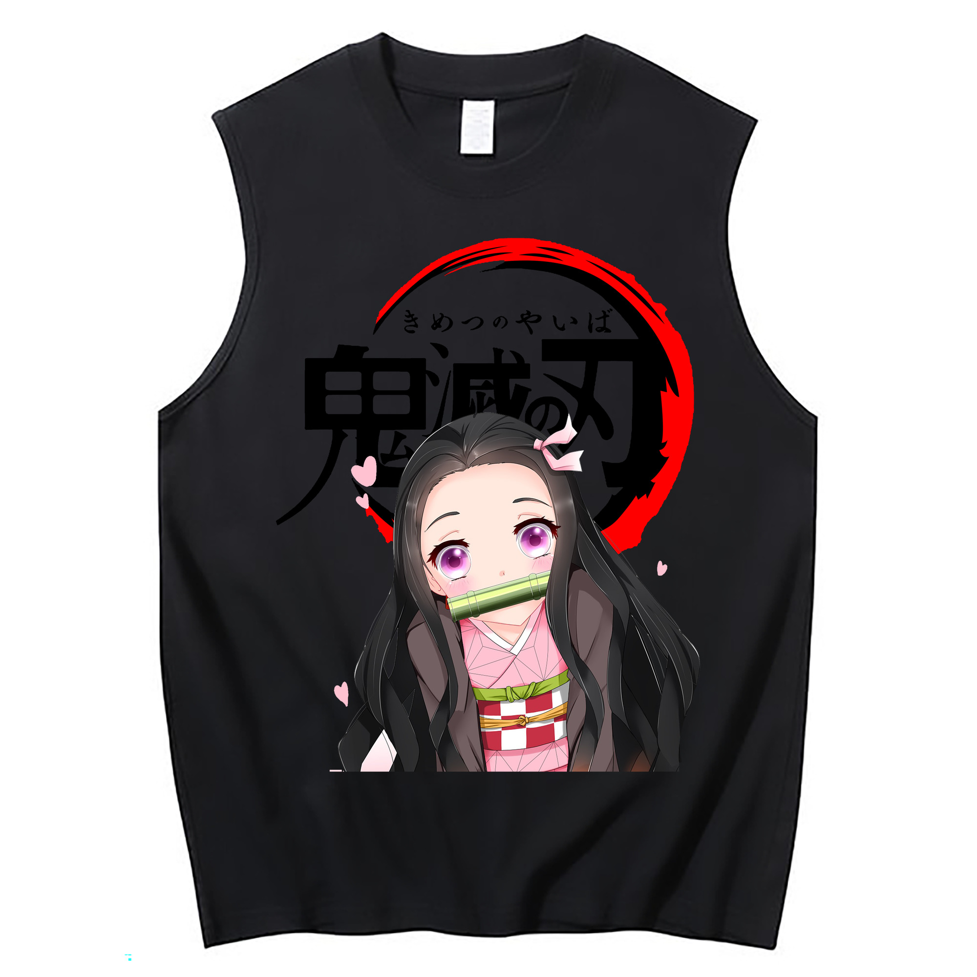 （画像用） 鬼滅の刃（きめつのやいば）竈門 禰󠄀豆子／かまど ねずこ Kamado Nezuko コットン100％タンクトップ（フロントプリント）