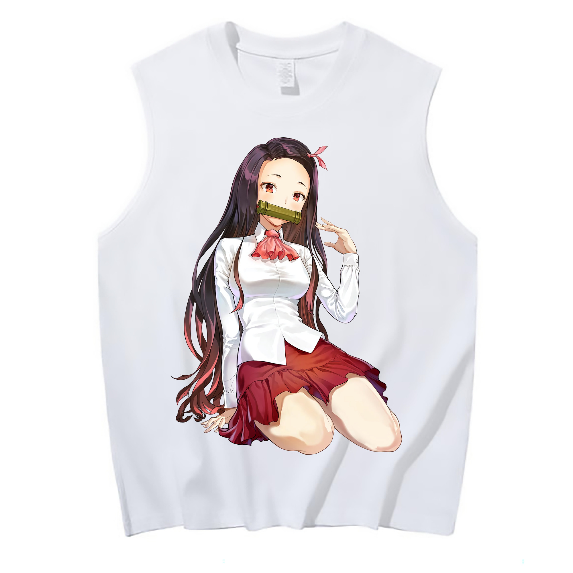 （画像用） 鬼滅の刃（きめつのやいば）竈門 禰󠄀豆子／かまど ねずこ Kamado Nezuko コットン100％タンクトップ（フロントプリント）