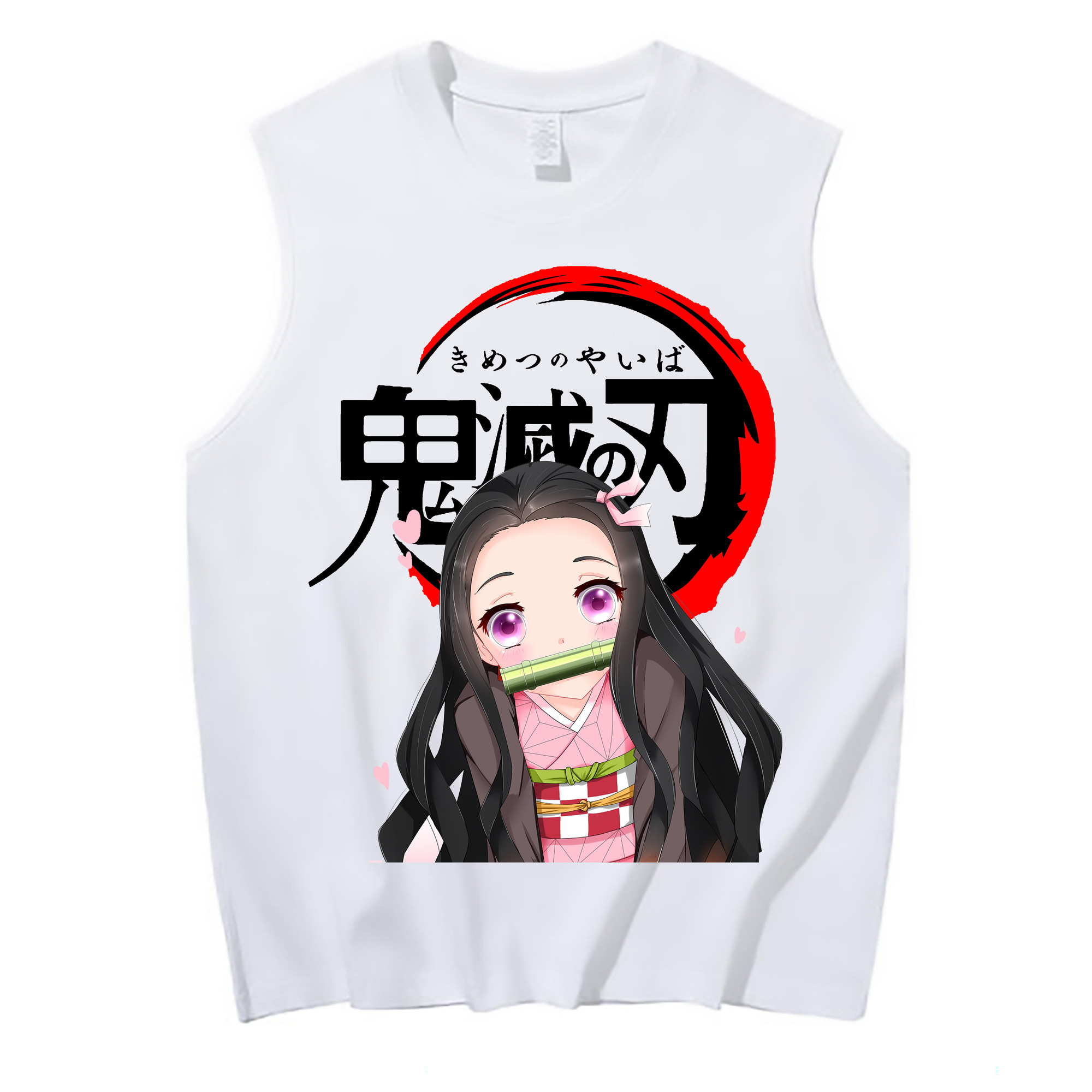 （画像用） 鬼滅の刃（きめつのやいば）竈門 禰󠄀豆子／かまど ねずこ Kamado Nezuko コットン100％タンクトップ（フロントプリント）