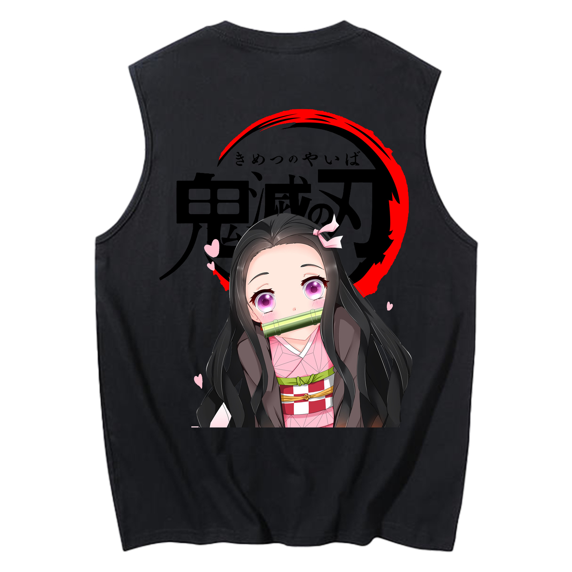 （画像用） 鬼滅の刃（きめつのやいば）竈門 禰󠄀豆子／かまど ねずこ Kamado Nezuko コットン100％タンクトップ（背面プリント）
