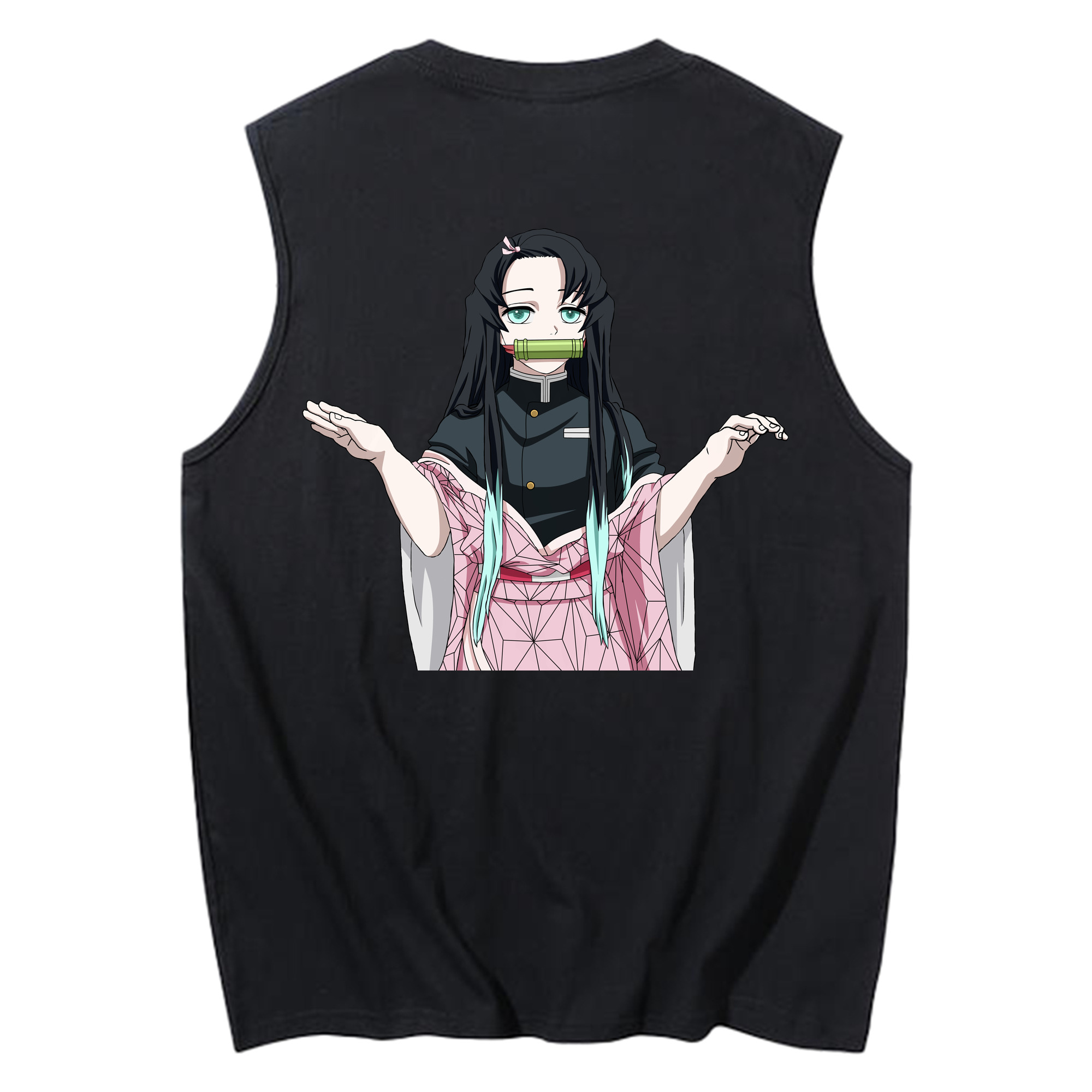 （画像用） 鬼滅の刃（きめつのやいば）竈門 禰󠄀豆子／かまど ねずこ Kamado Nezuko コットン100％タンクトップ（背面プリント）