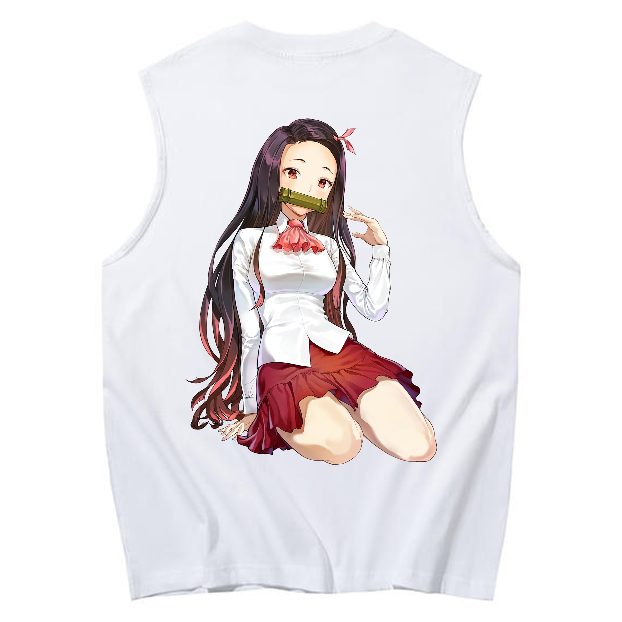（画像用） 鬼滅の刃（きめつのやいば）竈門 禰󠄀豆子／かまど ねずこ Kamado Nezuko コットン100％タンクトップ（背面プリント）