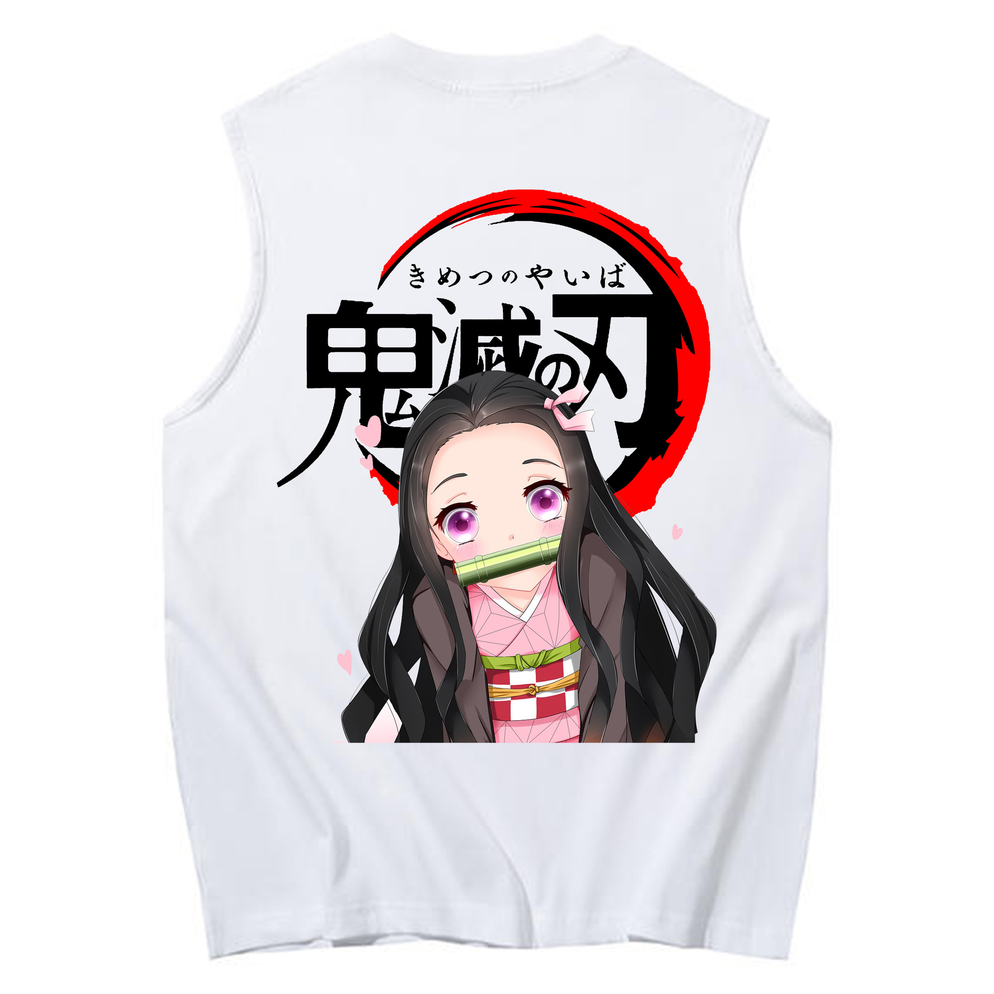 （画像用） 鬼滅の刃（きめつのやいば）竈門 禰󠄀豆子／かまど ねずこ Kamado Nezuko コットン100％タンクトップ（背面プリント）