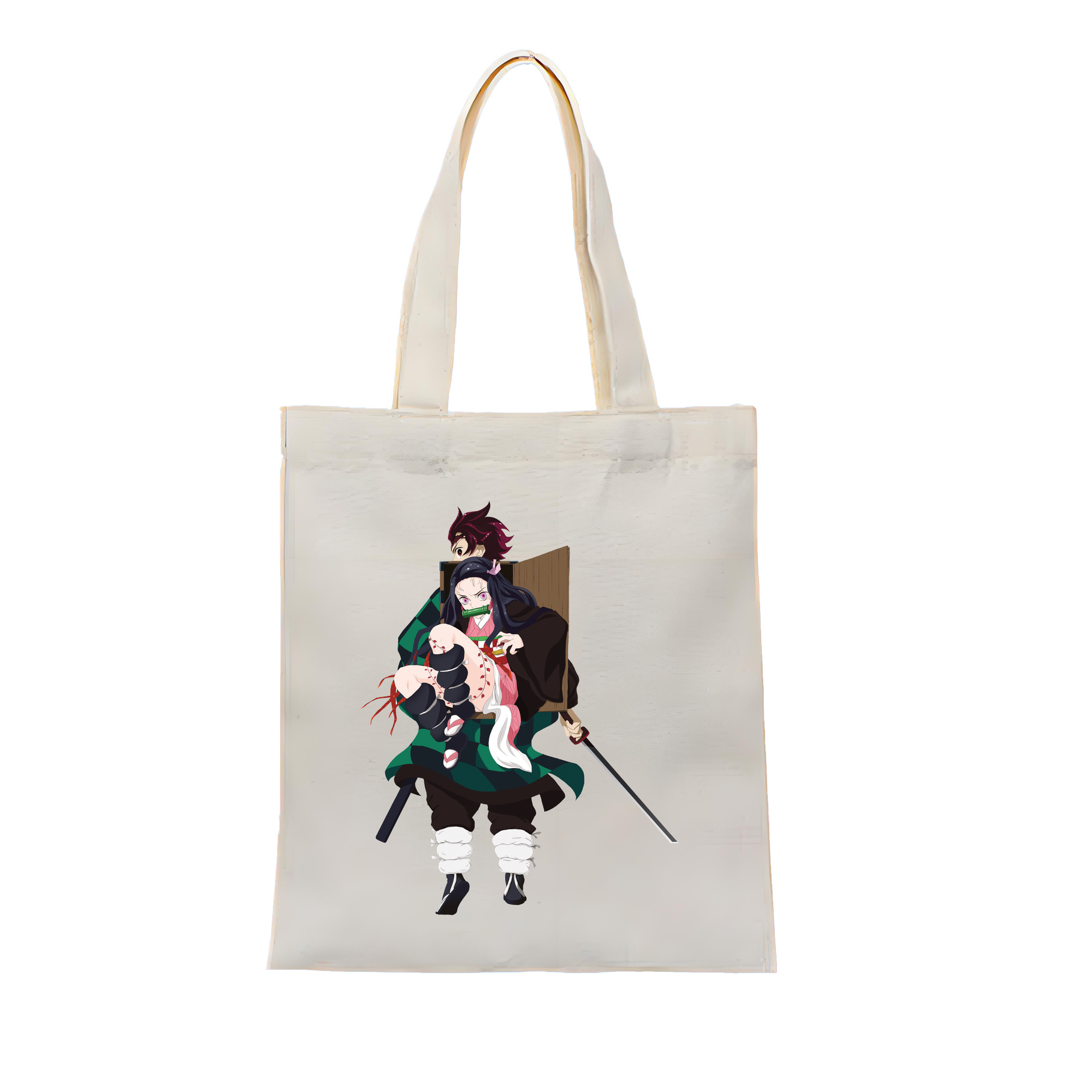 （画像用） 鬼滅の刃（きめつのやいば）竈門 禰󠄀豆子／かまど ねずこ Kamado Nezuko 縦型キャンバス生地手提げバッグ　トートバッグ