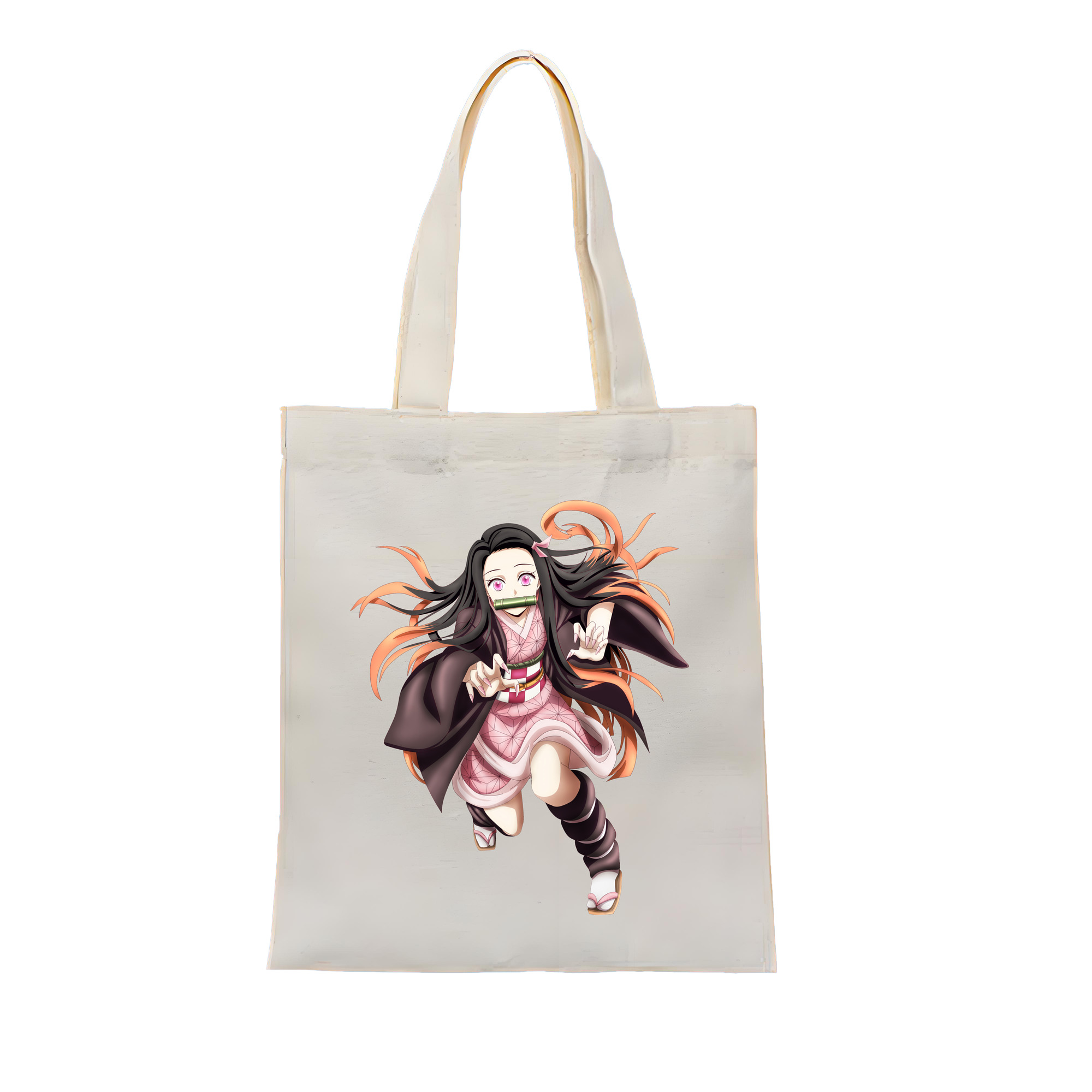 （画像用） 鬼滅の刃（きめつのやいば）竈門 禰󠄀豆子／かまど ねずこ Kamado Nezuko 縦型キャンバス生地手提げバッグ　トートバッグ