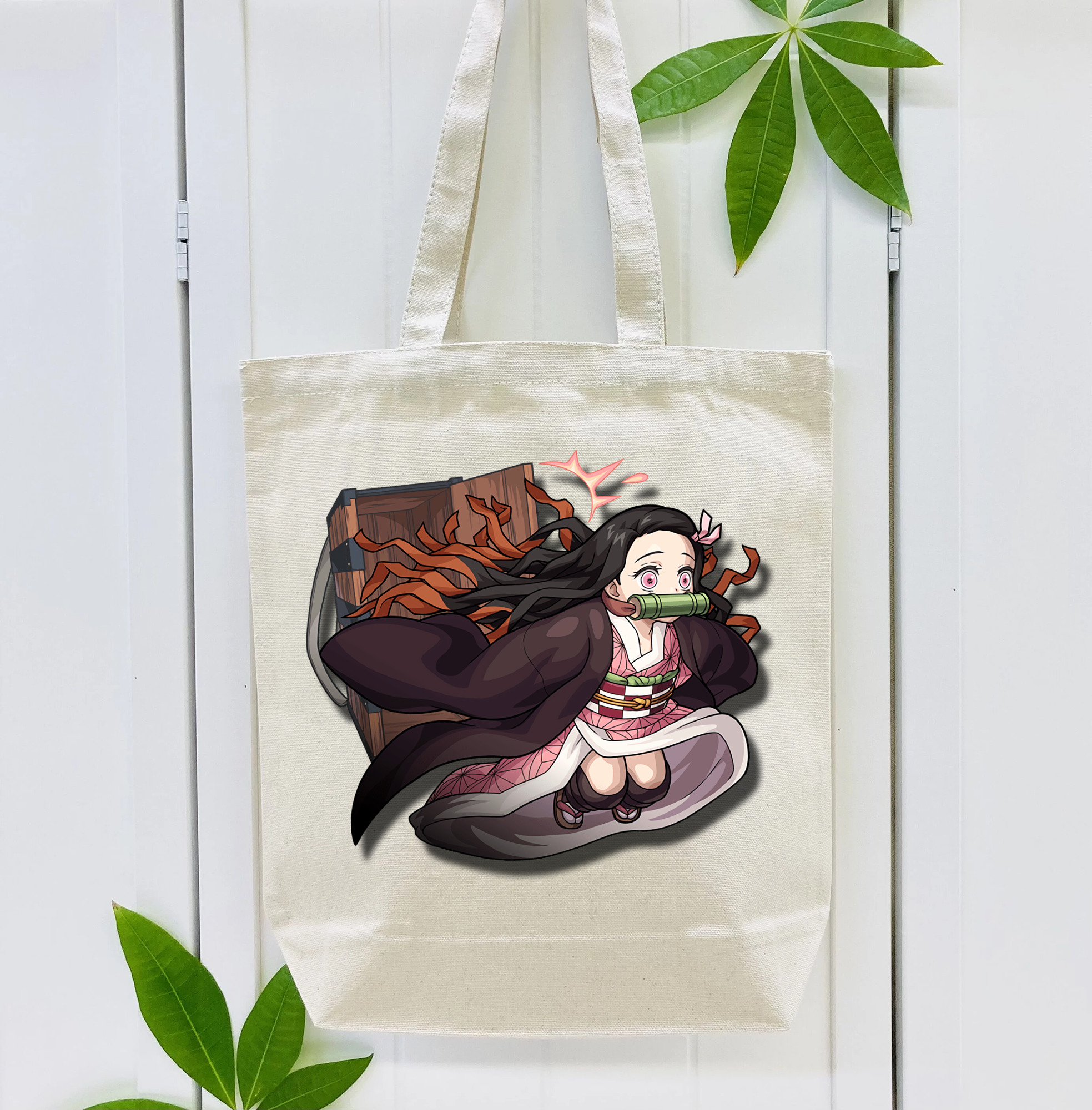 鬼滅の刃（きめつのやいば）竈門 禰󠄀豆子／かまど ねずこ Kamado Nezuko 縦型キャンバス生地手提げバッグ　トートバッグ