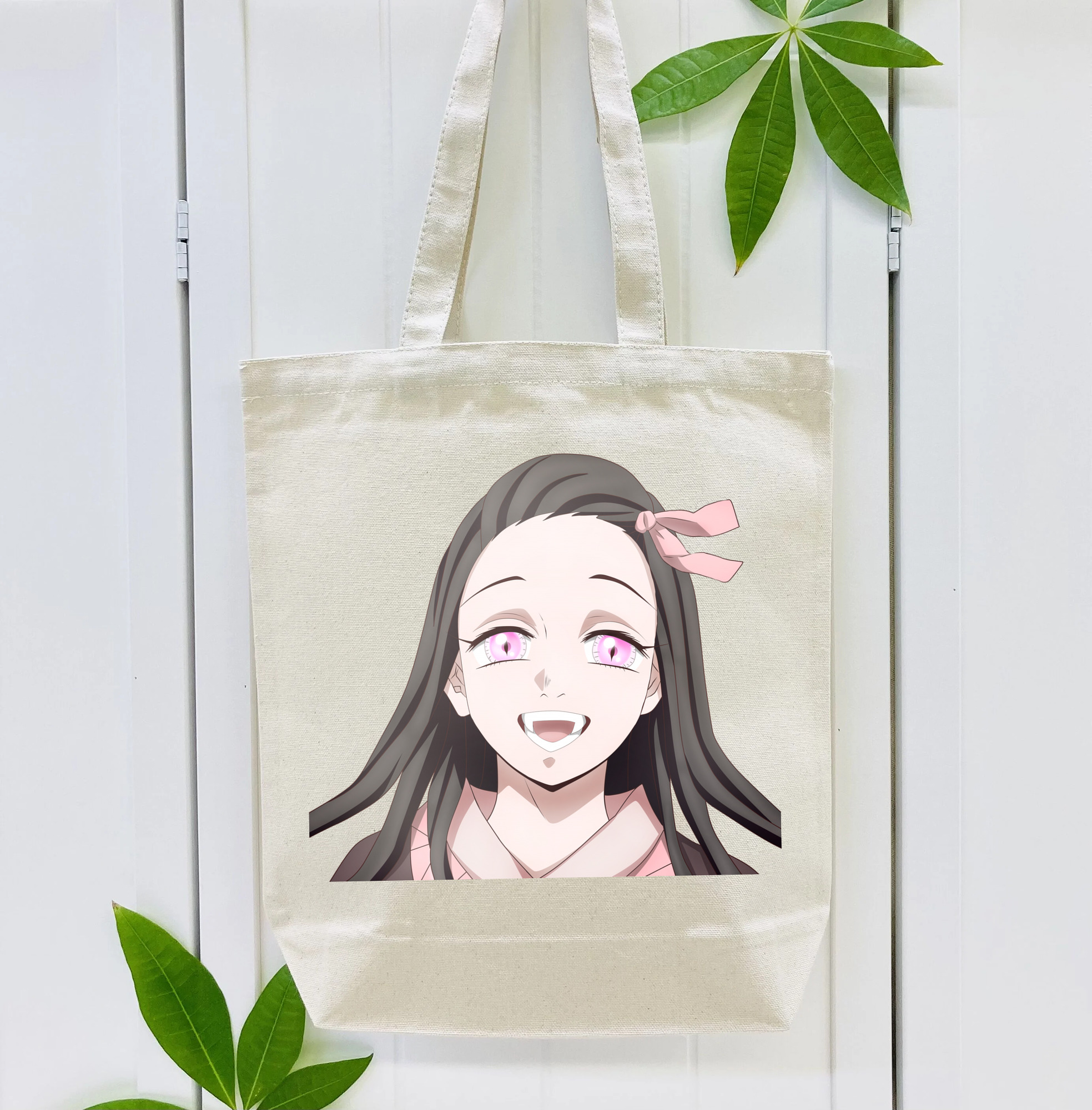鬼滅の刃（きめつのやいば）竈門 禰󠄀豆子／かまど ねずこ Kamado Nezuko 縦型キャンバス生地手提げバッグ　トートバッグ