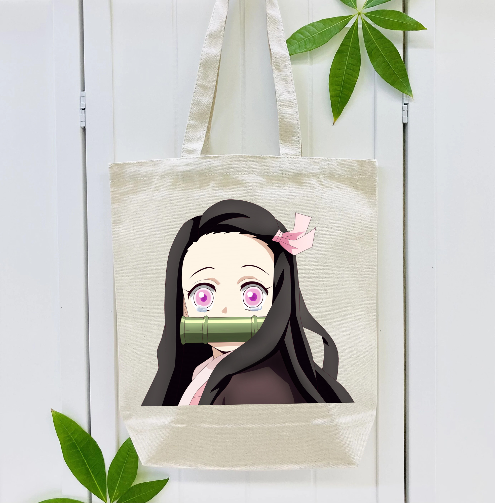 鬼滅の刃（きめつのやいば）竈門 禰󠄀豆子／かまど ねずこ Kamado Nezuko 縦型キャンバス生地手提げバッグ　トートバッグ