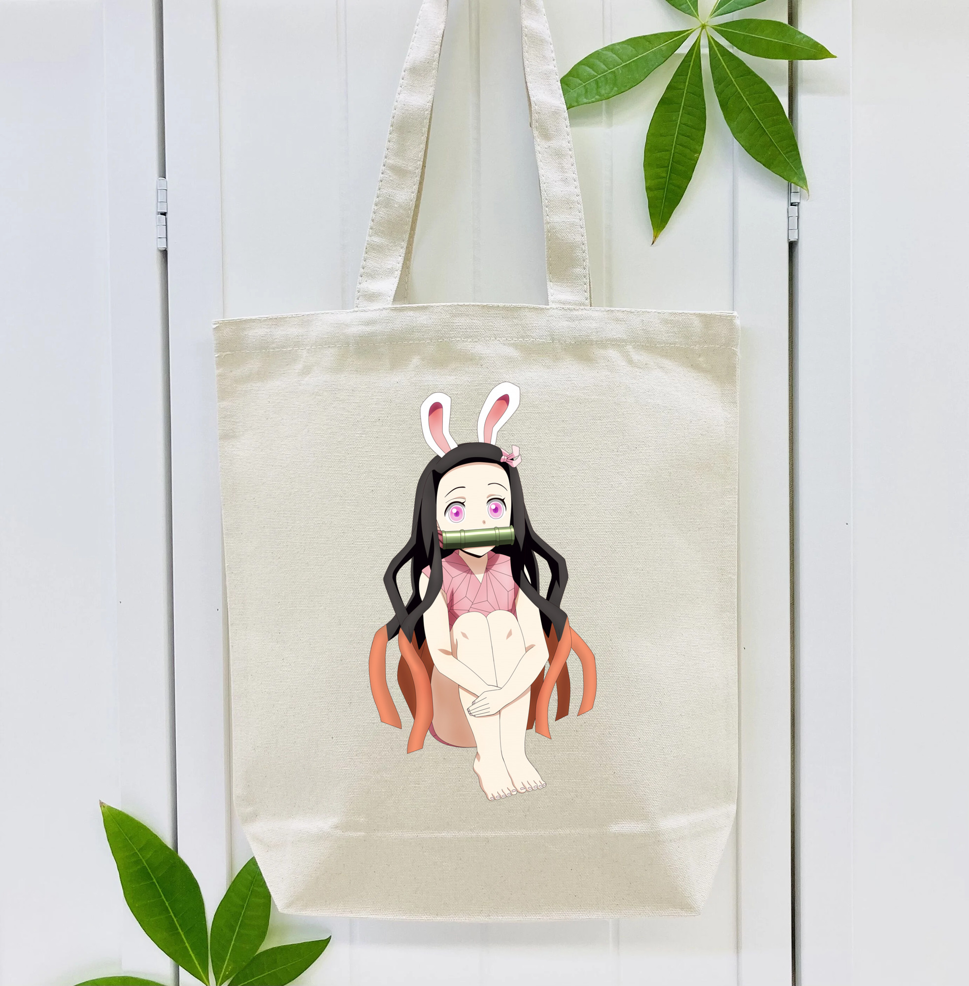 鬼滅の刃（きめつのやいば）竈門 禰󠄀豆子／かまど ねずこ Kamado Nezuko 縦型キャンバス生地手提げバッグ　トートバッグ