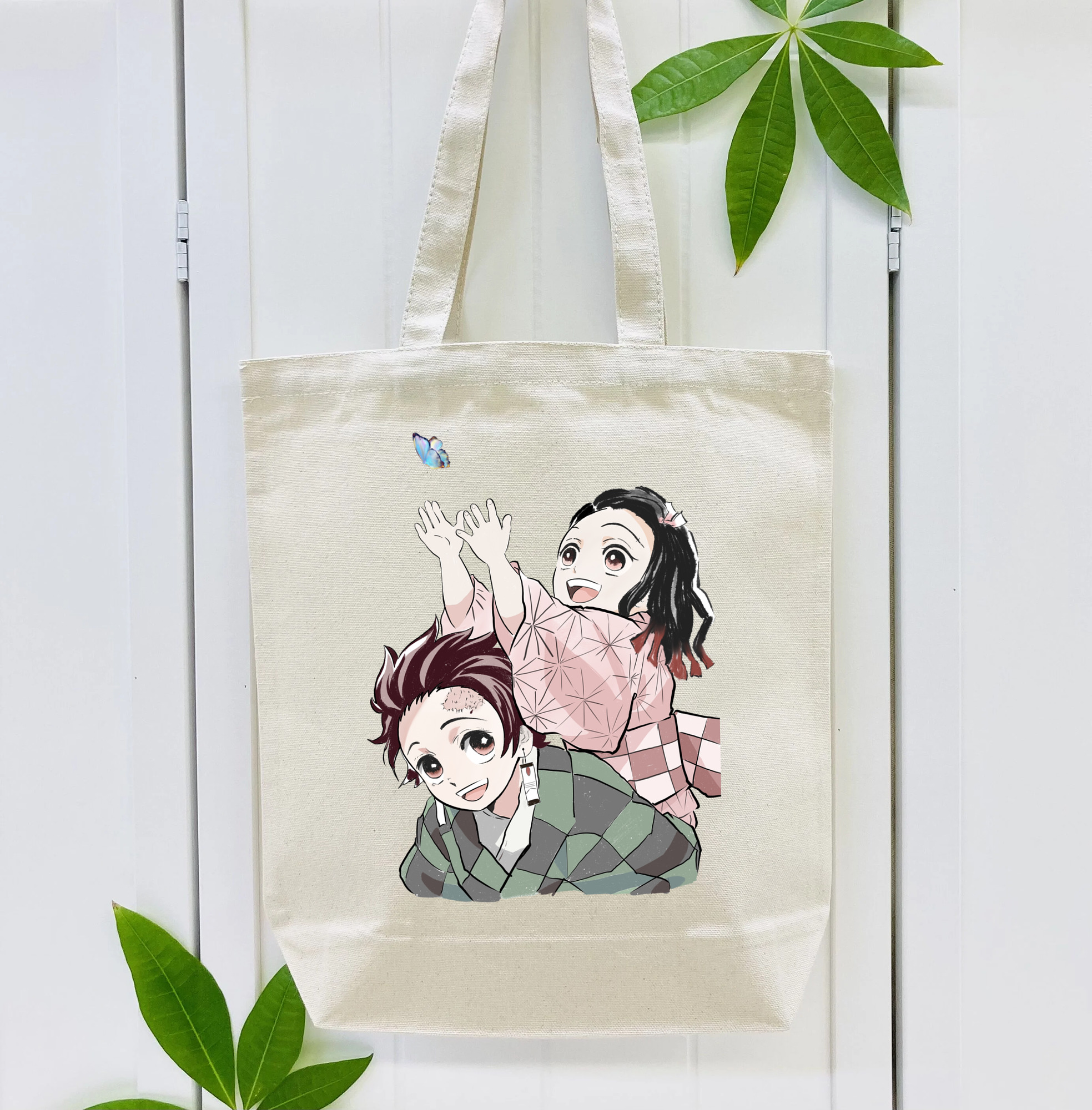 鬼滅の刃（きめつのやいば）竈門 禰󠄀豆子／かまど ねずこ Kamado Nezuko 縦型キャンバス生地手提げバッグ　トートバッグ