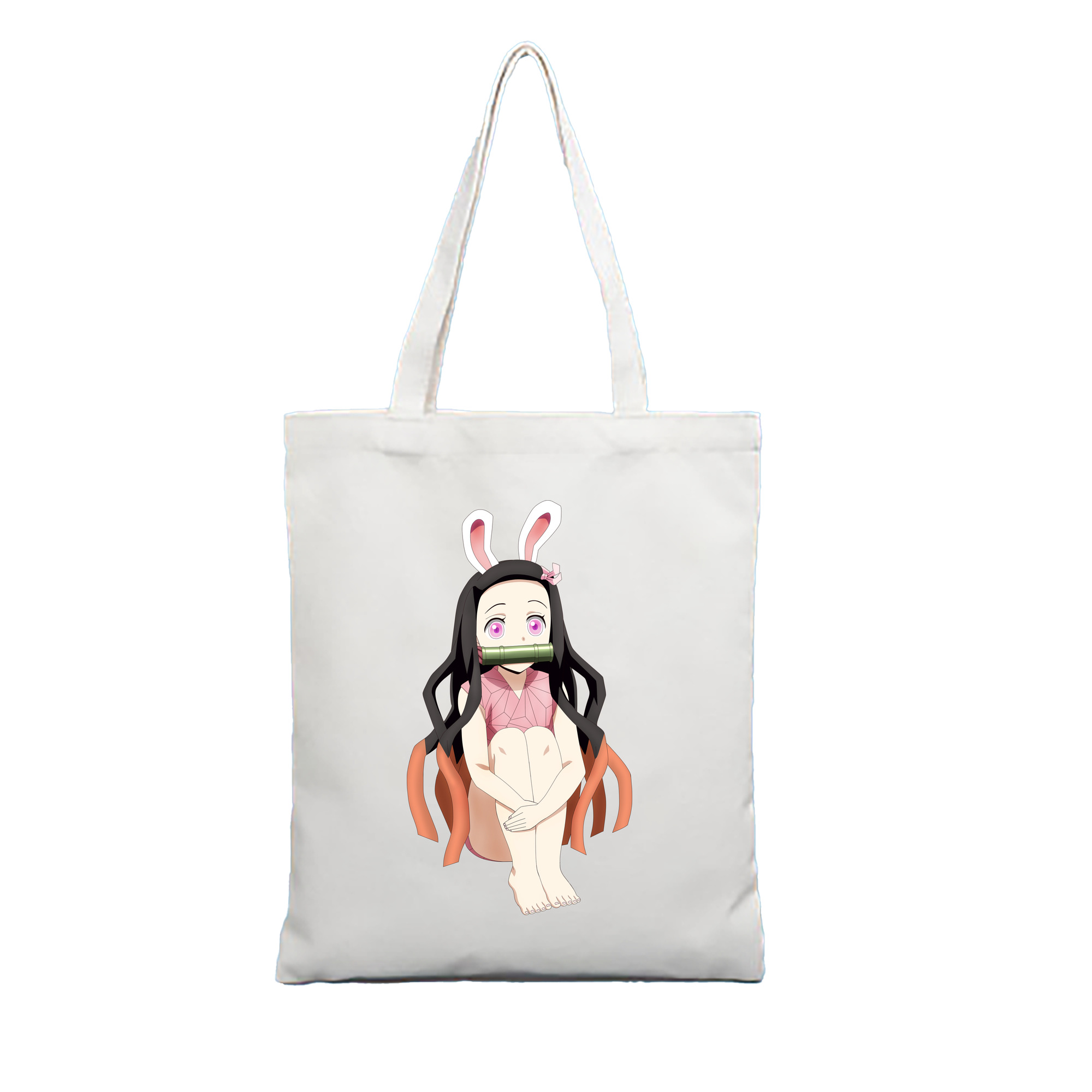 （画像用） 鬼滅の刃（きめつのやいば）竈門 禰󠄀豆子／かまど ねずこ Kamado Nezuko 縦型キャンバス生地手提げバッグ　トートバッグ