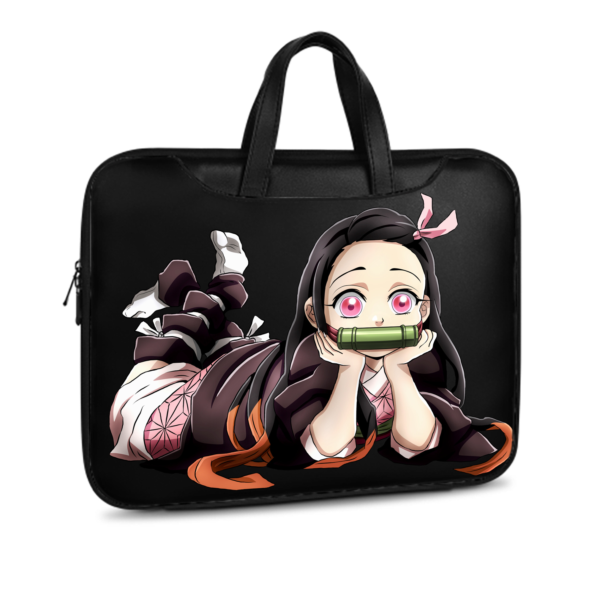 （画像用） 鬼滅の刃（きめつのやいば）竈門 禰󠄀豆子／かまど ねずこ Kamado Nezuko レザーラップトップバッグ　ノートパソコンケース