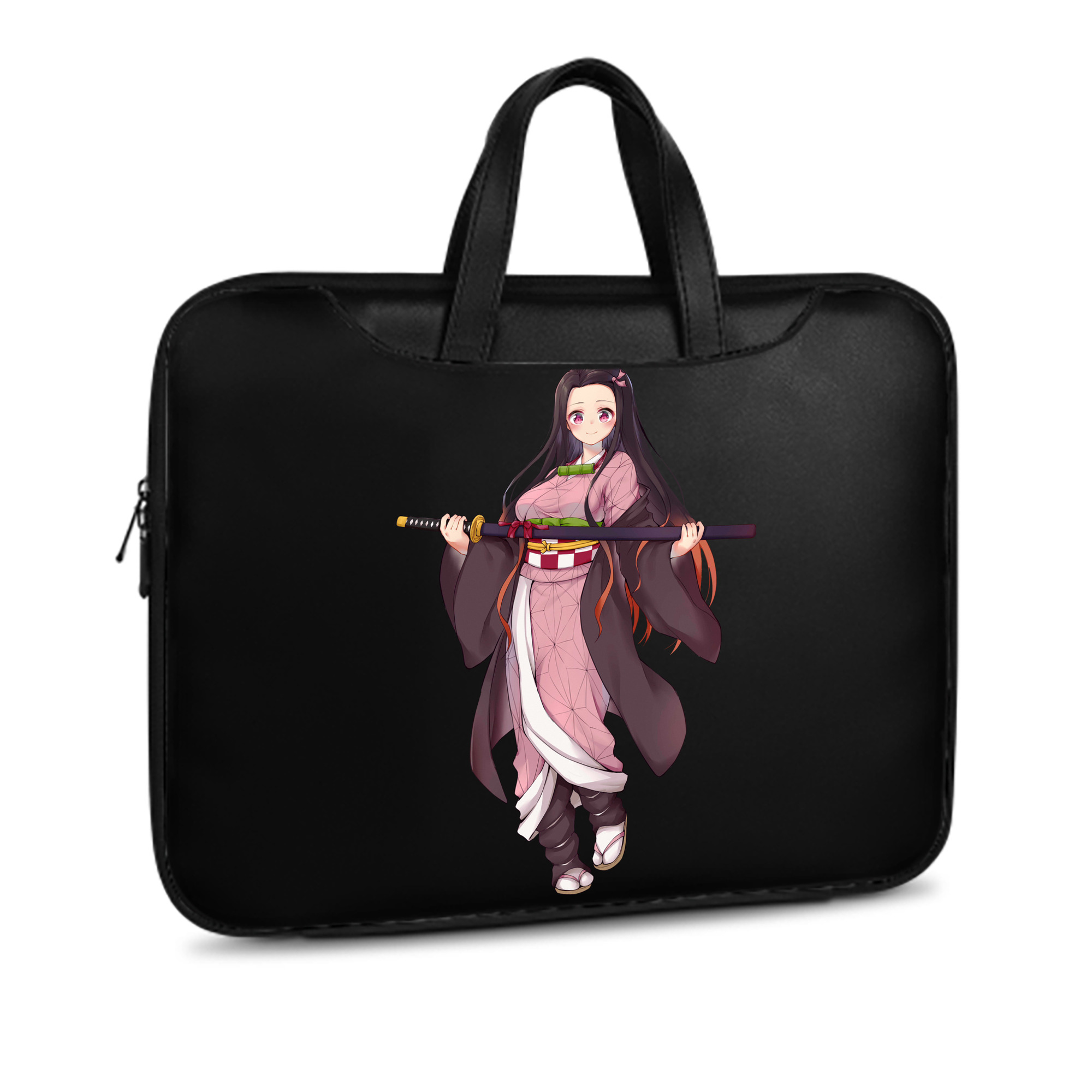 （画像用） 鬼滅の刃（きめつのやいば）竈門 禰󠄀豆子／かまど ねずこ Kamado Nezuko レザーラップトップバッグ　ノートパソコンケース
