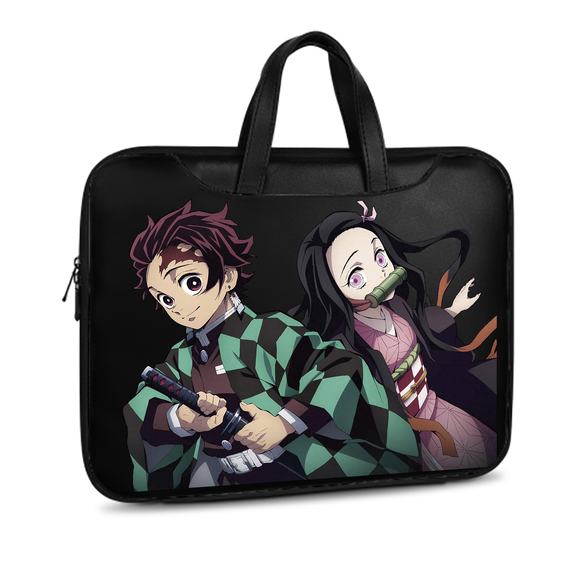 （画像用） 鬼滅の刃（きめつのやいば）竈門 禰󠄀豆子／かまど ねずこ Kamado Nezuko レザーラップトップバッグ　ノートパソコンケース