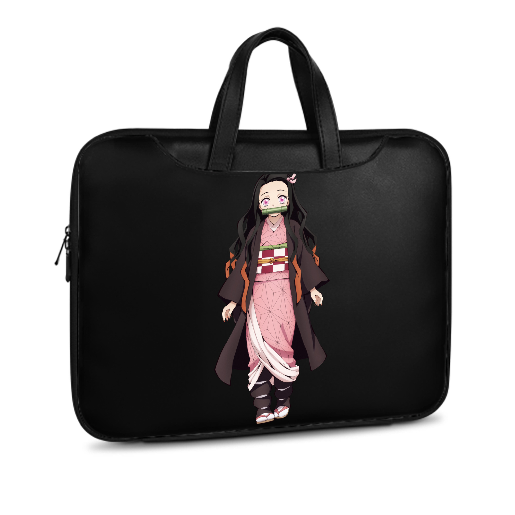 （画像用） 鬼滅の刃（きめつのやいば）竈門 禰󠄀豆子／かまど ねずこ Kamado Nezuko レザーラップトップバッグ　ノートパソコンケース