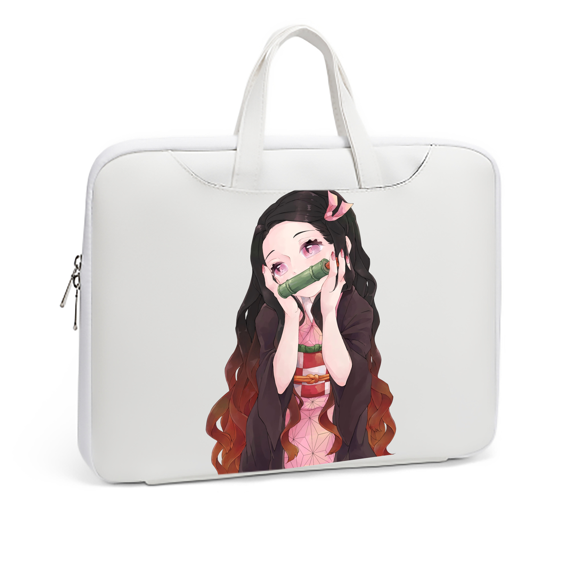 （画像用） 鬼滅の刃（きめつのやいば）竈門 禰󠄀豆子／かまど ねずこ Kamado Nezuko レザーラップトップバッグ　ノートパソコンケース