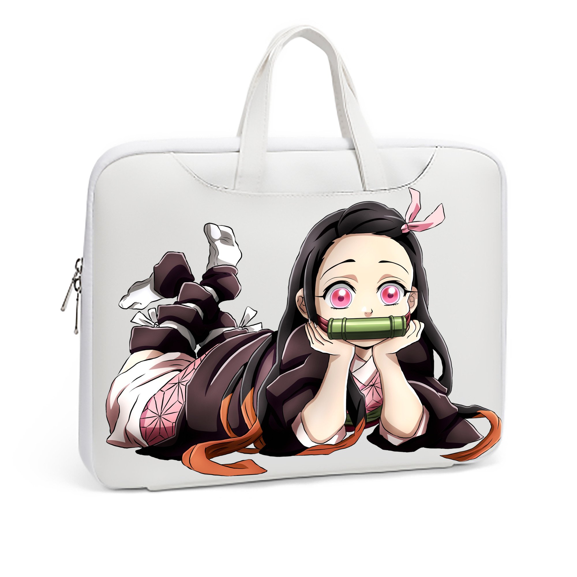 （画像用） 鬼滅の刃（きめつのやいば）竈門 禰󠄀豆子／かまど ねずこ Kamado Nezuko レザーラップトップバッグ　ノートパソコンケース