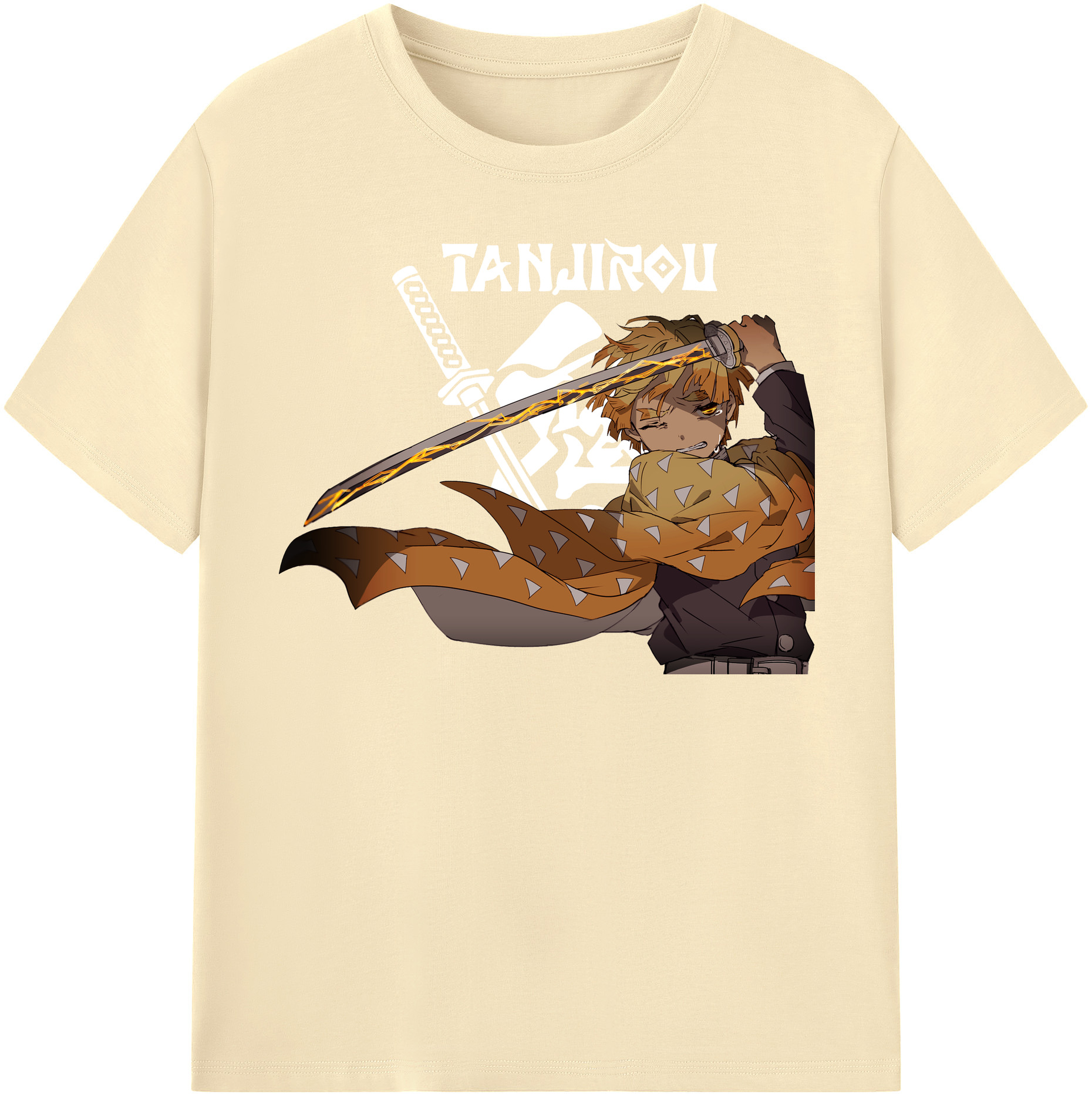 （画像用） 鬼滅の刃（きめつのやいば）我妻 善逸／あがつま ぜんいつ Agatsuma Zenitsu 綿100％半袖Tシャツ（フロントプリント）