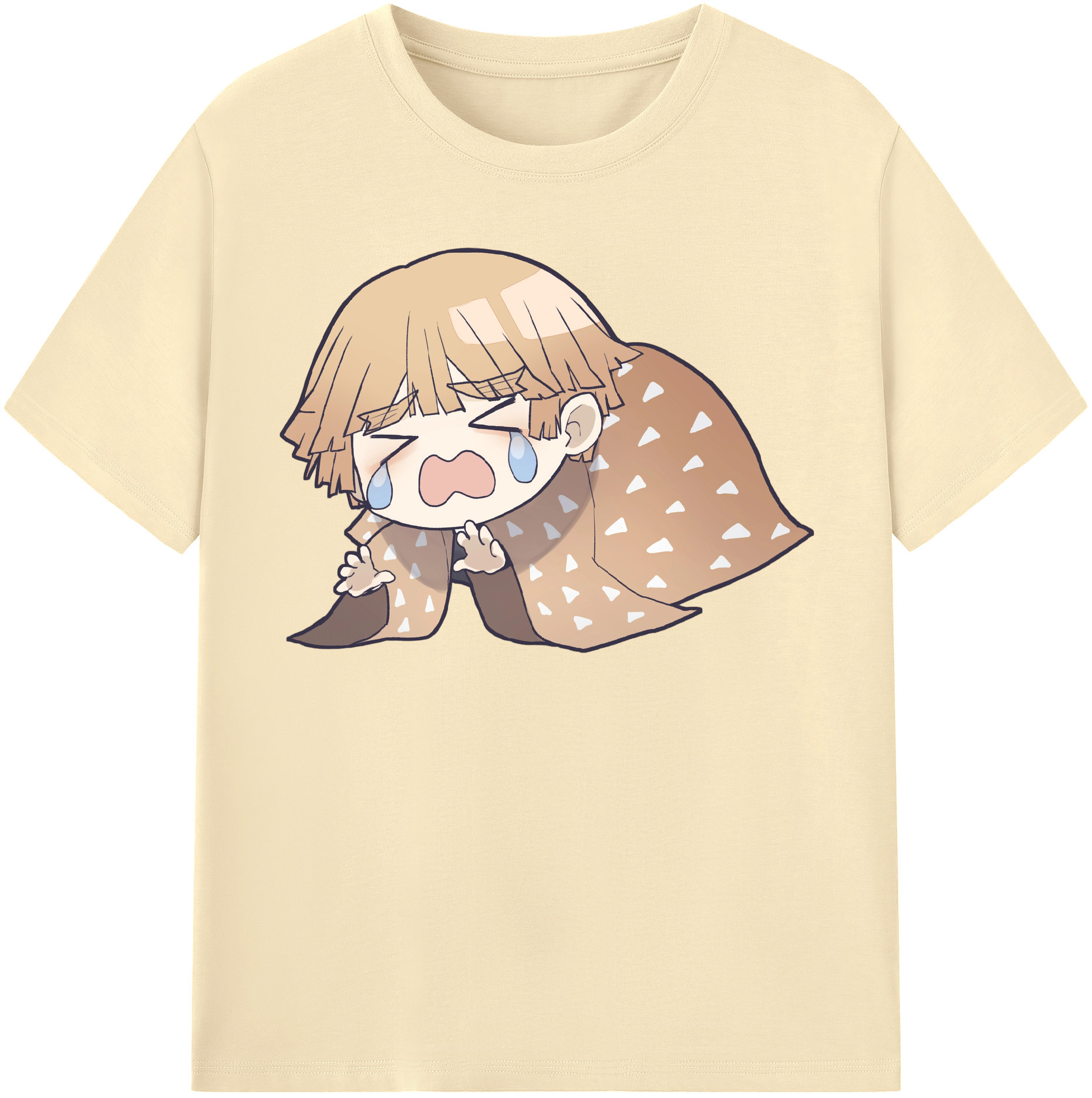 （画像用） 鬼滅の刃（きめつのやいば）我妻 善逸／あがつま ぜんいつ Agatsuma Zenitsu 綿100％半袖Tシャツ（フロントプリント）