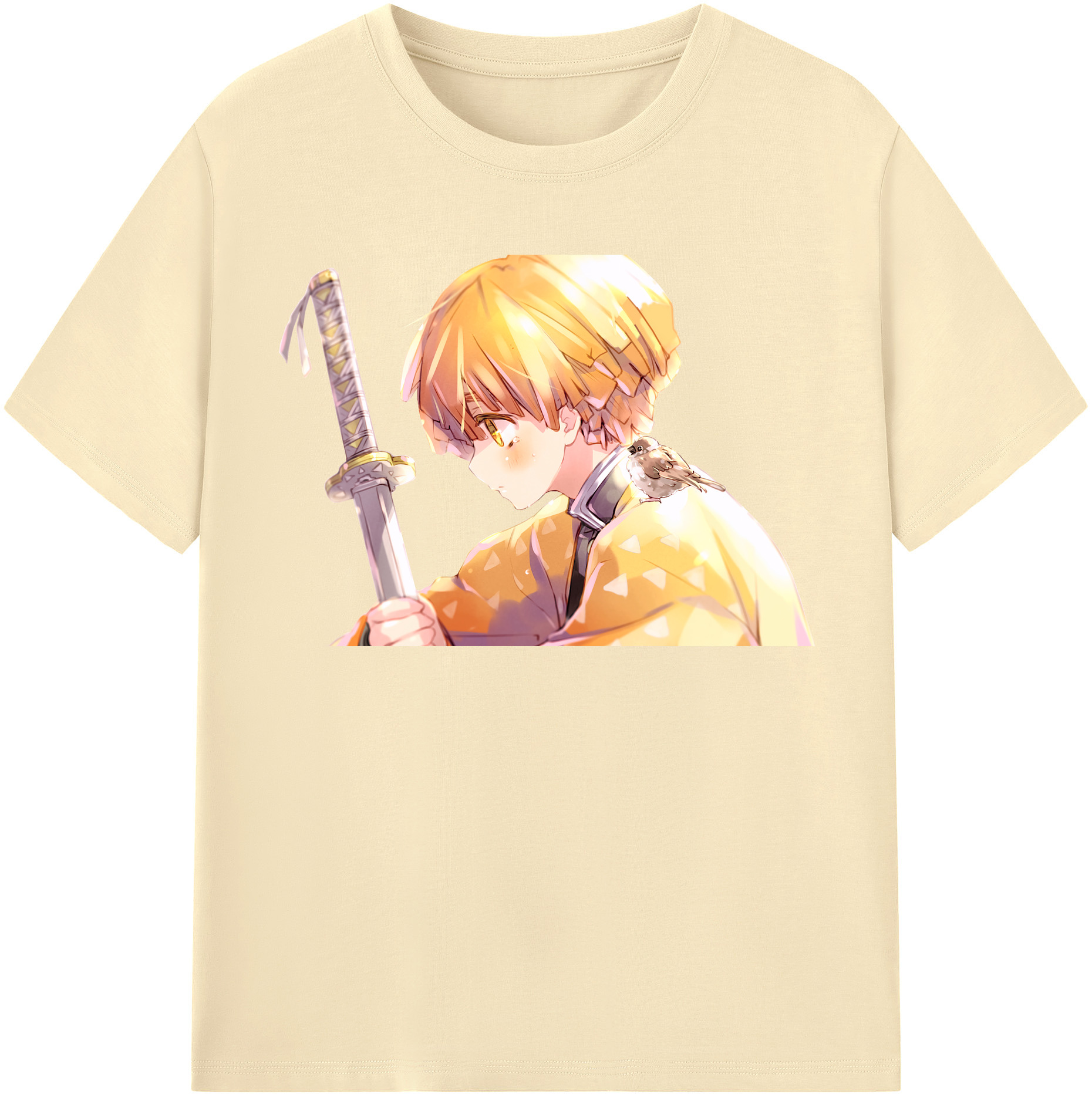 （画像用） 鬼滅の刃（きめつのやいば）我妻 善逸／あがつま ぜんいつ Agatsuma Zenitsu 綿100％半袖Tシャツ（フロントプリント）