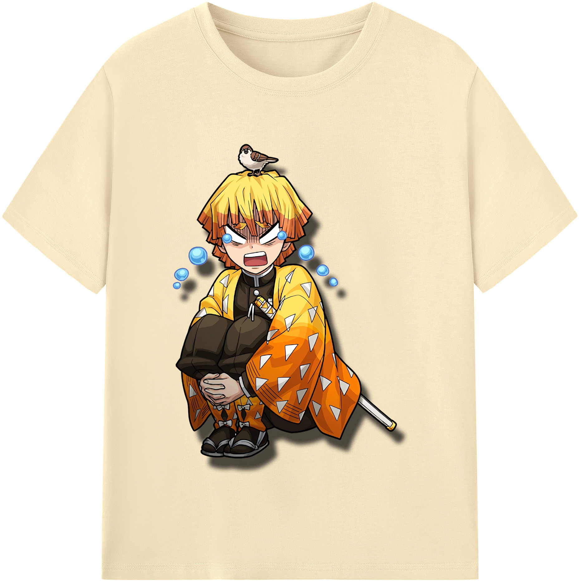 （画像用） 鬼滅の刃（きめつのやいば）我妻 善逸／あがつま ぜんいつ Agatsuma Zenitsu 綿100％半袖Tシャツ（フロントプリント）