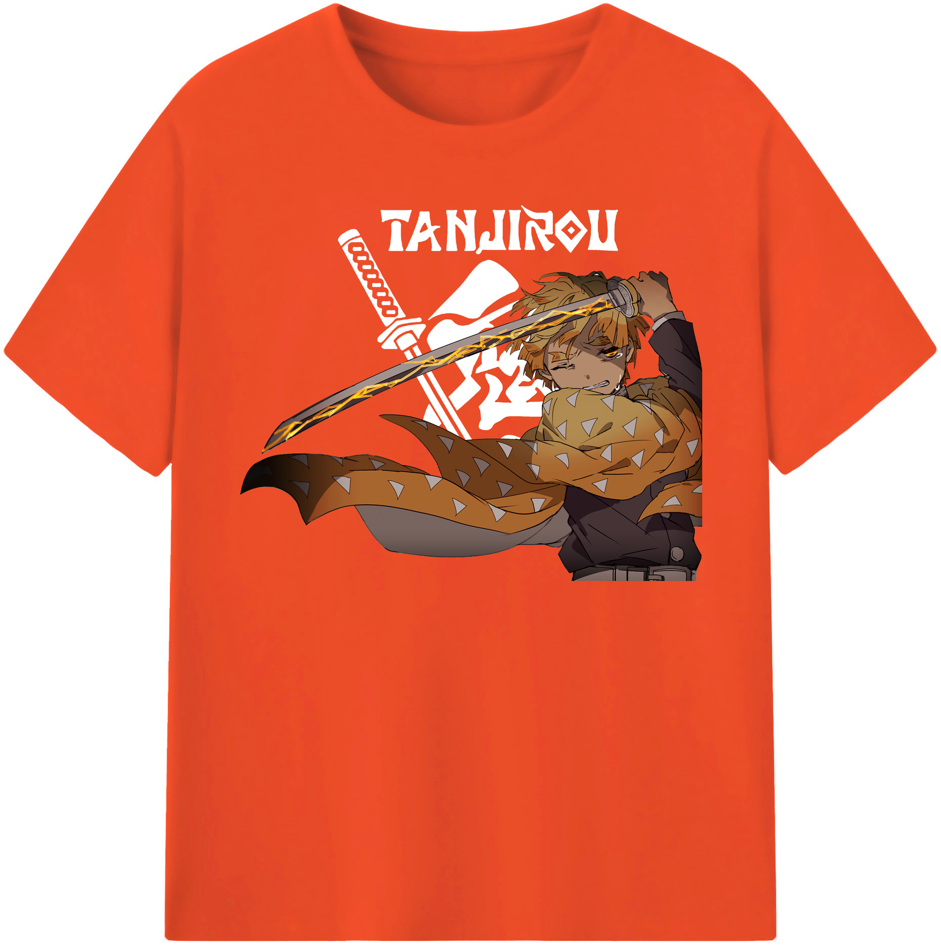 （画像用） 鬼滅の刃（きめつのやいば）我妻 善逸／あがつま ぜんいつ Agatsuma Zenitsu 綿100％半袖Tシャツ（フロントプリント）
