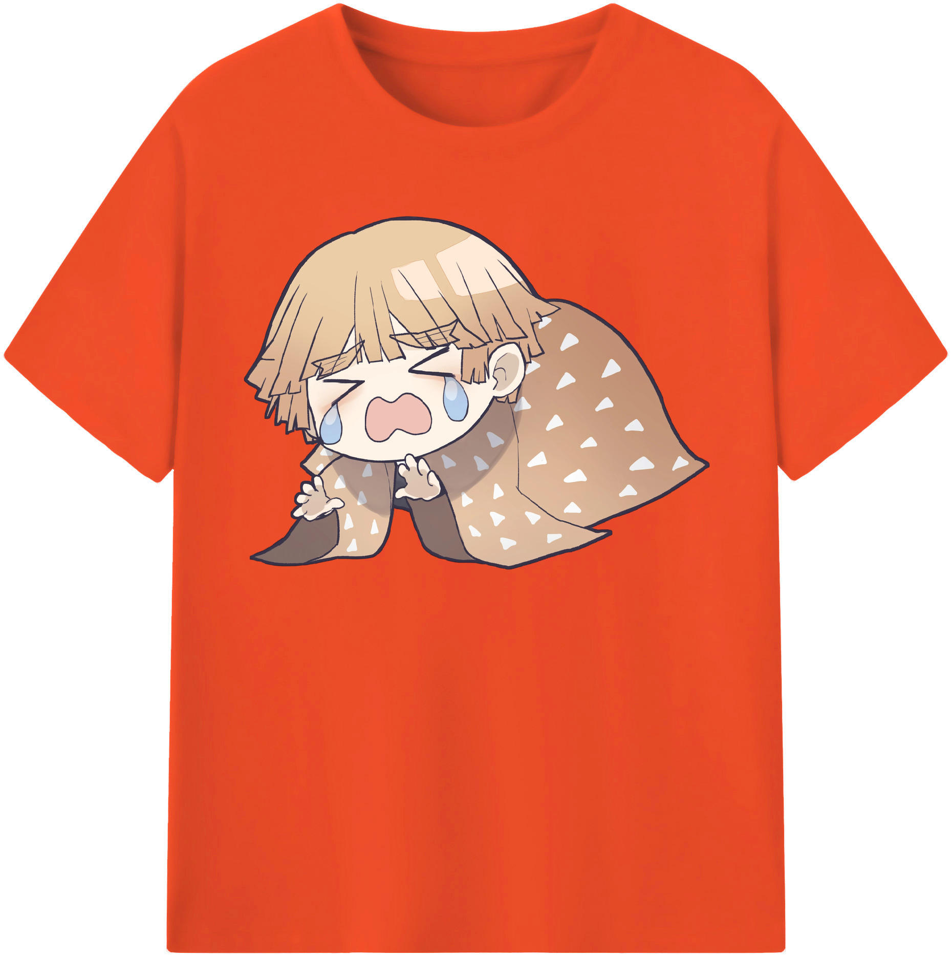 （画像用） 鬼滅の刃（きめつのやいば）我妻 善逸／あがつま ぜんいつ Agatsuma Zenitsu 綿100％半袖Tシャツ（フロントプリント）