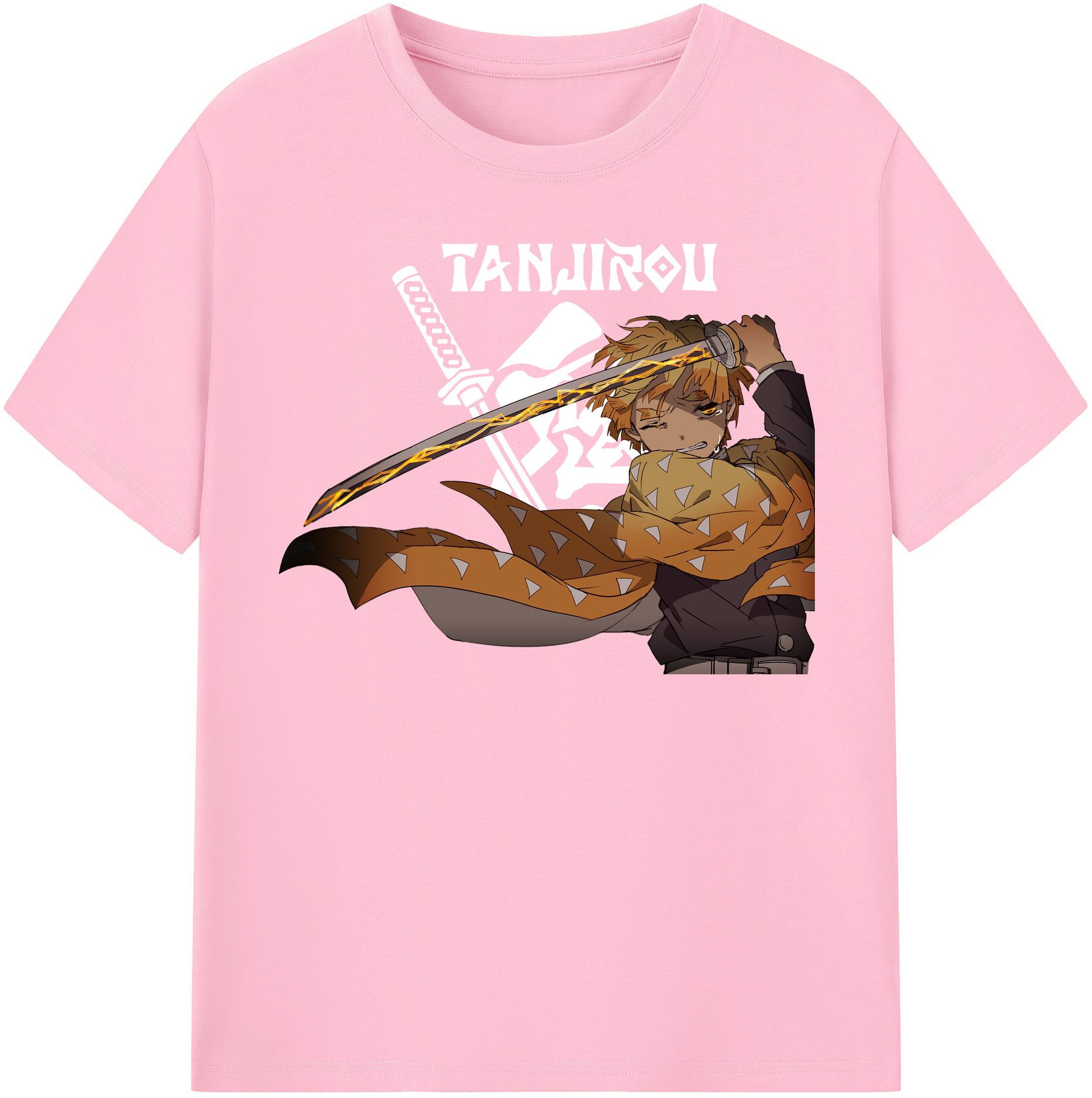 （画像用） 鬼滅の刃（きめつのやいば）我妻 善逸／あがつま ぜんいつ Agatsuma Zenitsu 綿100％半袖Tシャツ（フロントプリント）
