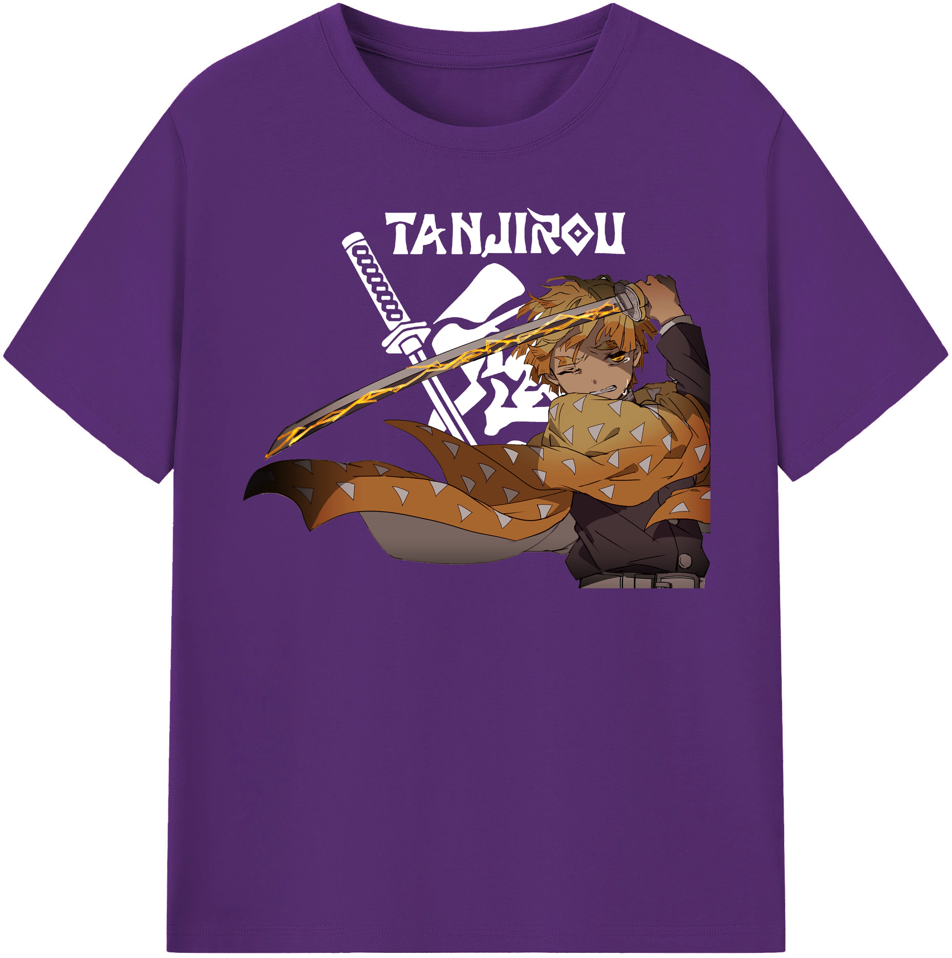 （画像用） 鬼滅の刃（きめつのやいば）我妻 善逸／あがつま ぜんいつ Agatsuma Zenitsu 綿100％半袖Tシャツ（フロントプリント）